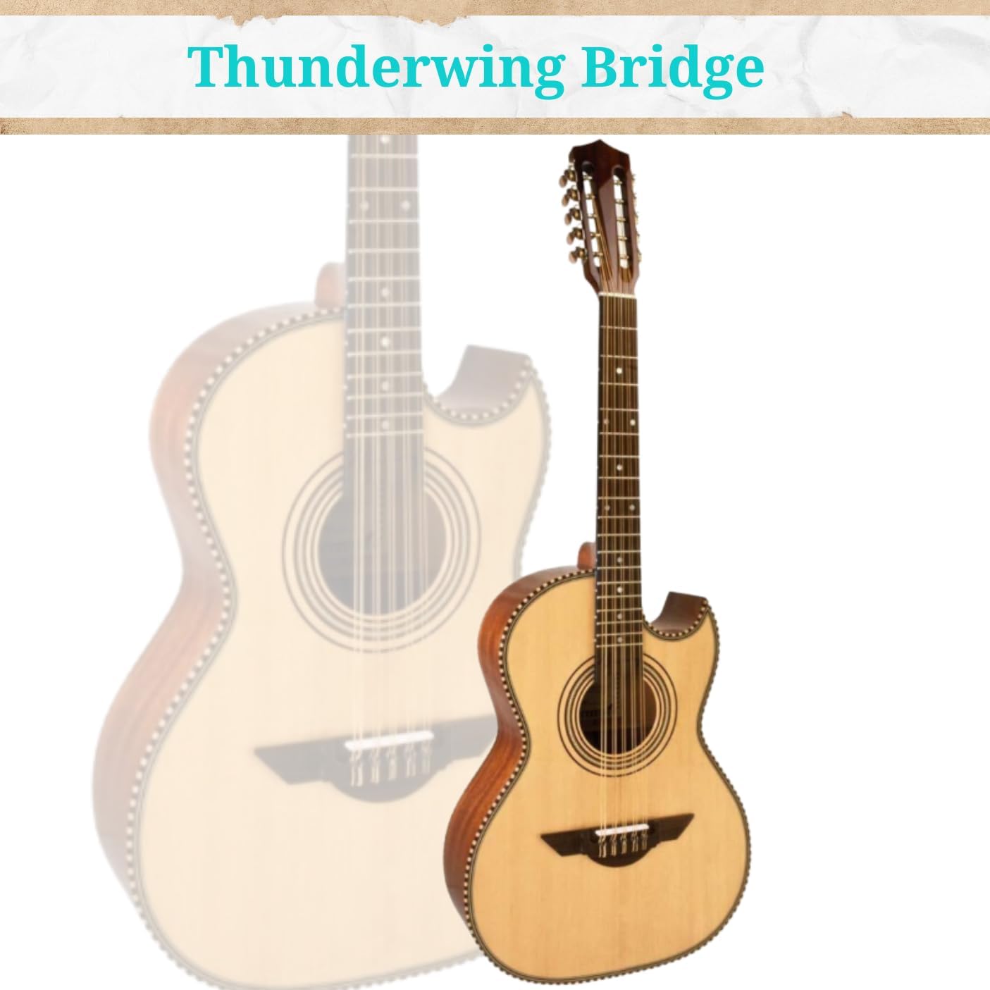 H. Jimenez LBQ1E El Esta'ndar Acoustic-Electric Guitar, Bajo Quinto Natural Mahogany, Solid Spruce Top With Cutaway and Electronics