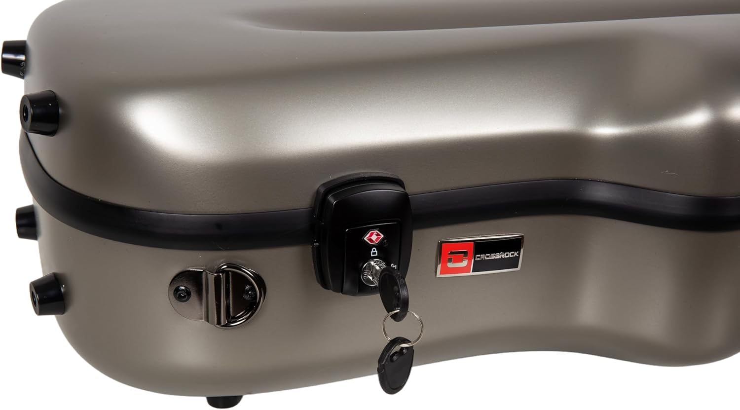 Crossrock Polycarbonate Alto Saxophone Case | TSA Lock, Backpack Straps, Scratch-Resistant Shell, Neck & Mouthpiece Storage – Champagne Silver (CRF4050ASCS)