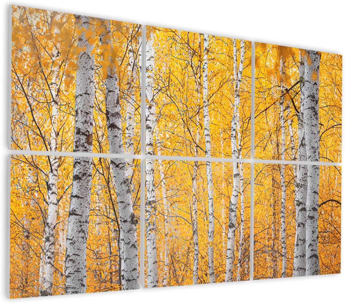 6 Pack Art Acoustic Panels Self Adhesive Autumn Birch Forest Decorative Soundproof Wall Panels Sound Absorbing Panel 48