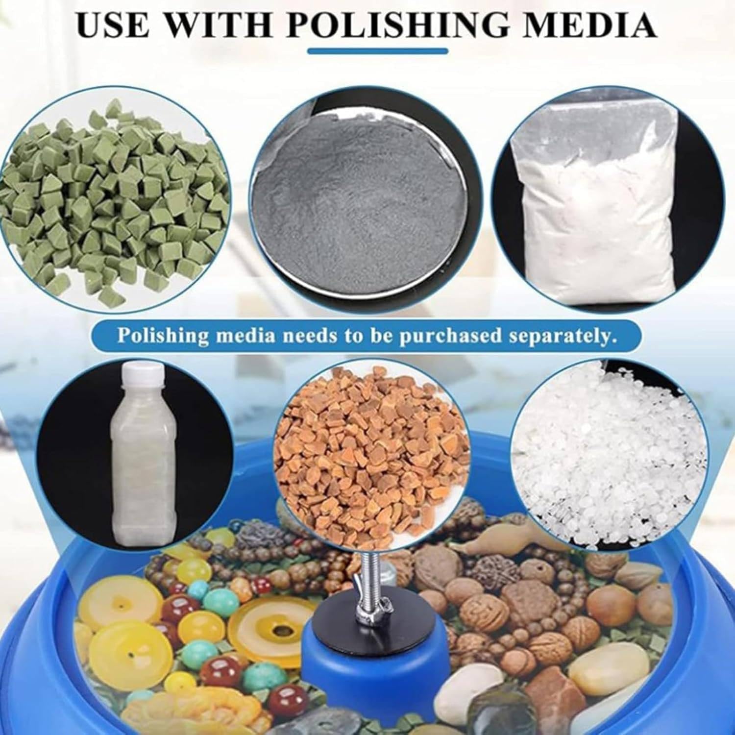 Polishing Machine, Vibrating Polishing Drum, Sleeve Polisher, Strong and Stable, High Load Capacity, Convenient Operation, for Grinding and Polishing Workpiece Surfaces, Jewelry Accessories,6.2L