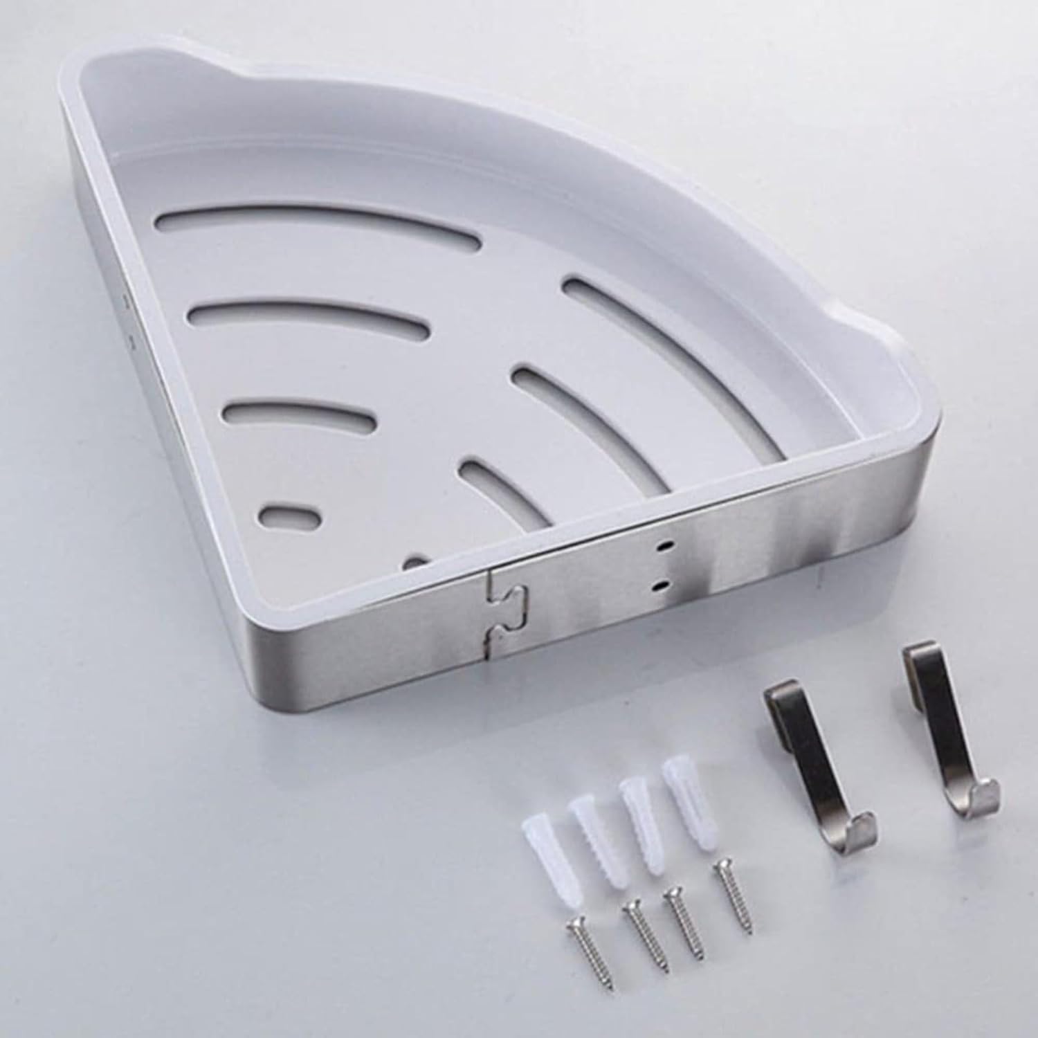 Corner Shower Caddy Bathroom Shelves Stainless Steel Wall Mount Triangle Cosmetics Shampoo Draining Rack Bathroom Accessories Wall Mounted Kitchen Shelves Spice Rack,Chrome 2