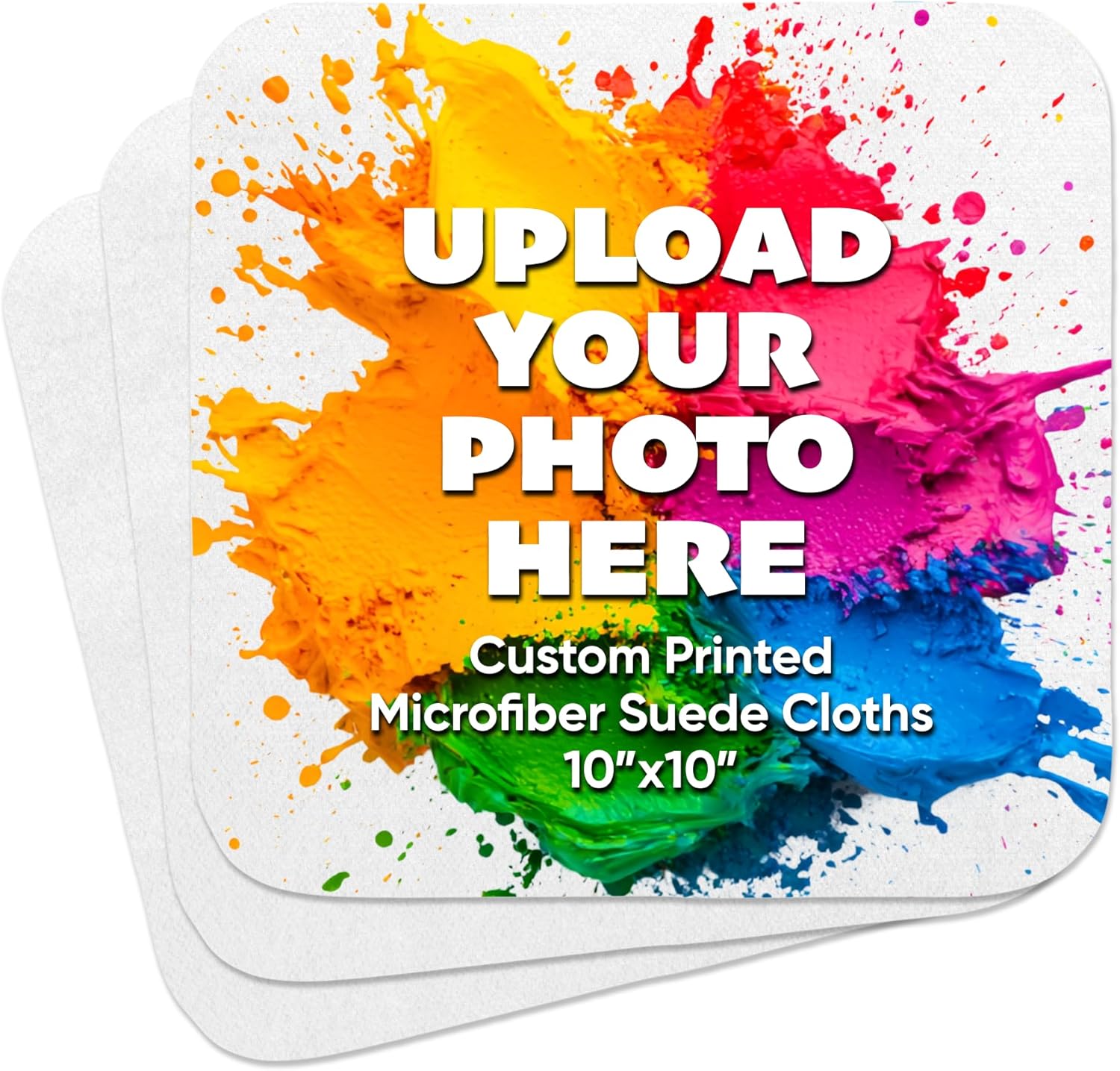 Custom Suede Microfiber Cloths – Trade Show Giveaways 100 Pack | Soft Cleaning Towels for Eyewear, Screens, Phones Lens | Custom Merchandise | Bulk Promotional Items | 10x10 Lens Cloth