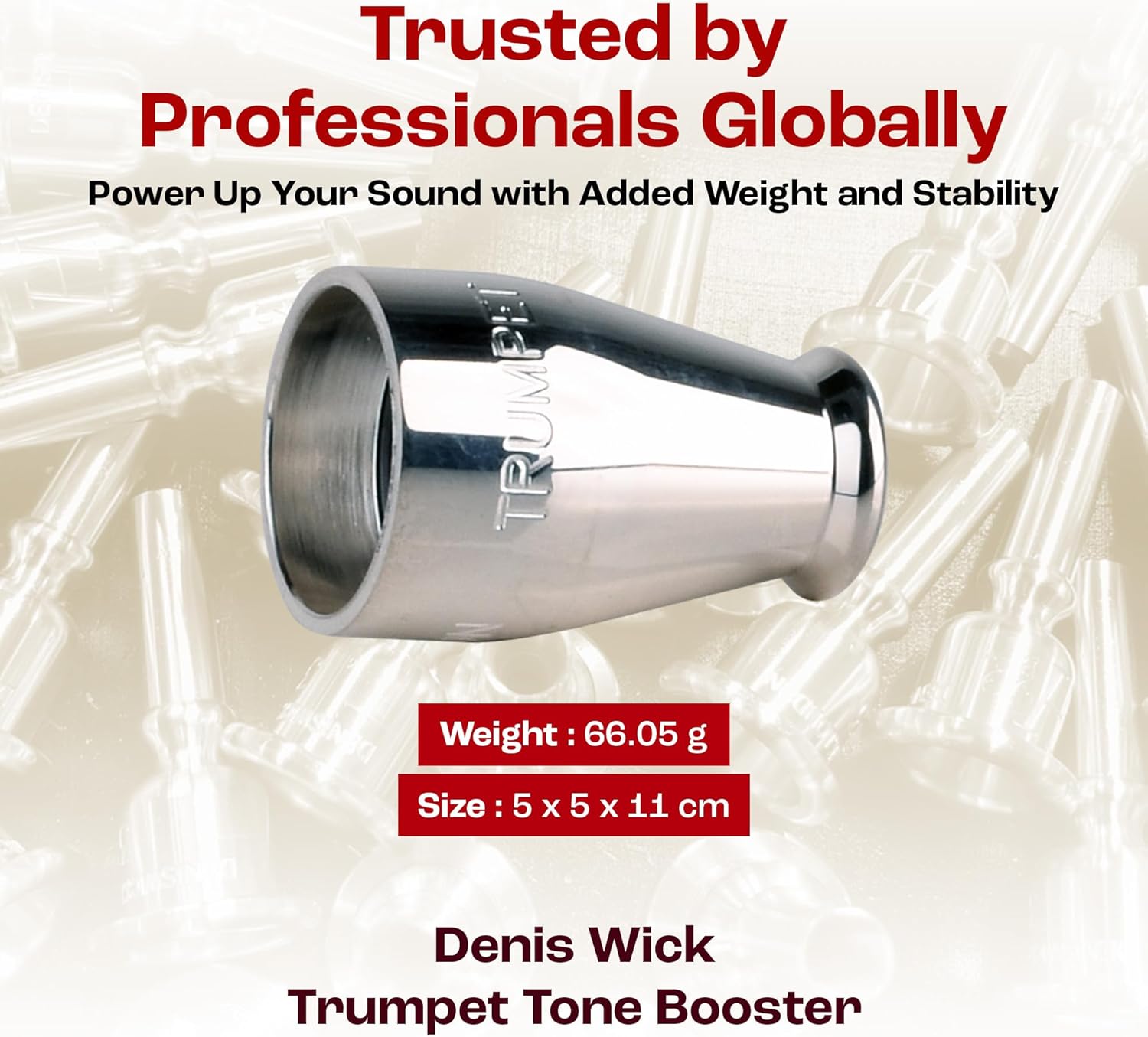 Denis Wick Heavytop Conversion Booster for Trumpet Mouthpieces, Silver Plated, 6181 - Precision-Weighted for Smoother Tone, More Endurance & Volume - Ideal Add-On for Live & Stadium Performances