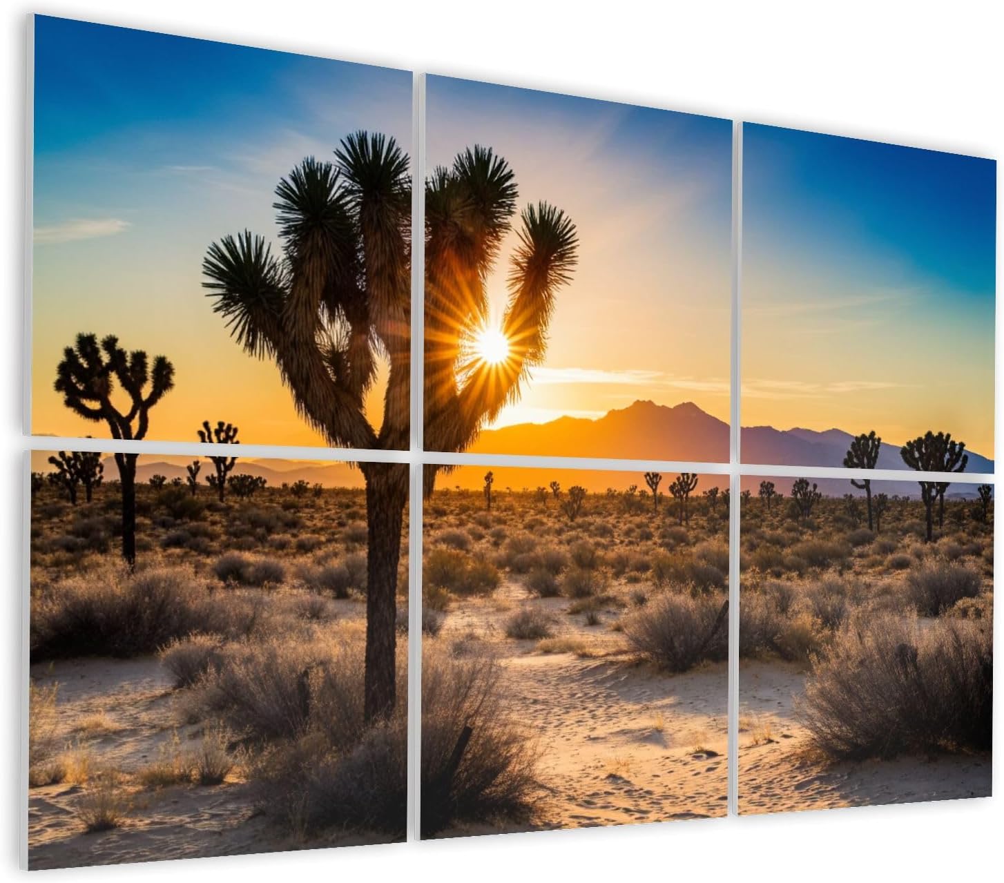 6 Pack Art Acoustic Panels Self Adhesive Sunset desert landscape Joshua Tree National Park California Decorative Soundproof Wall Panels Sound Absorbing Panel 48
