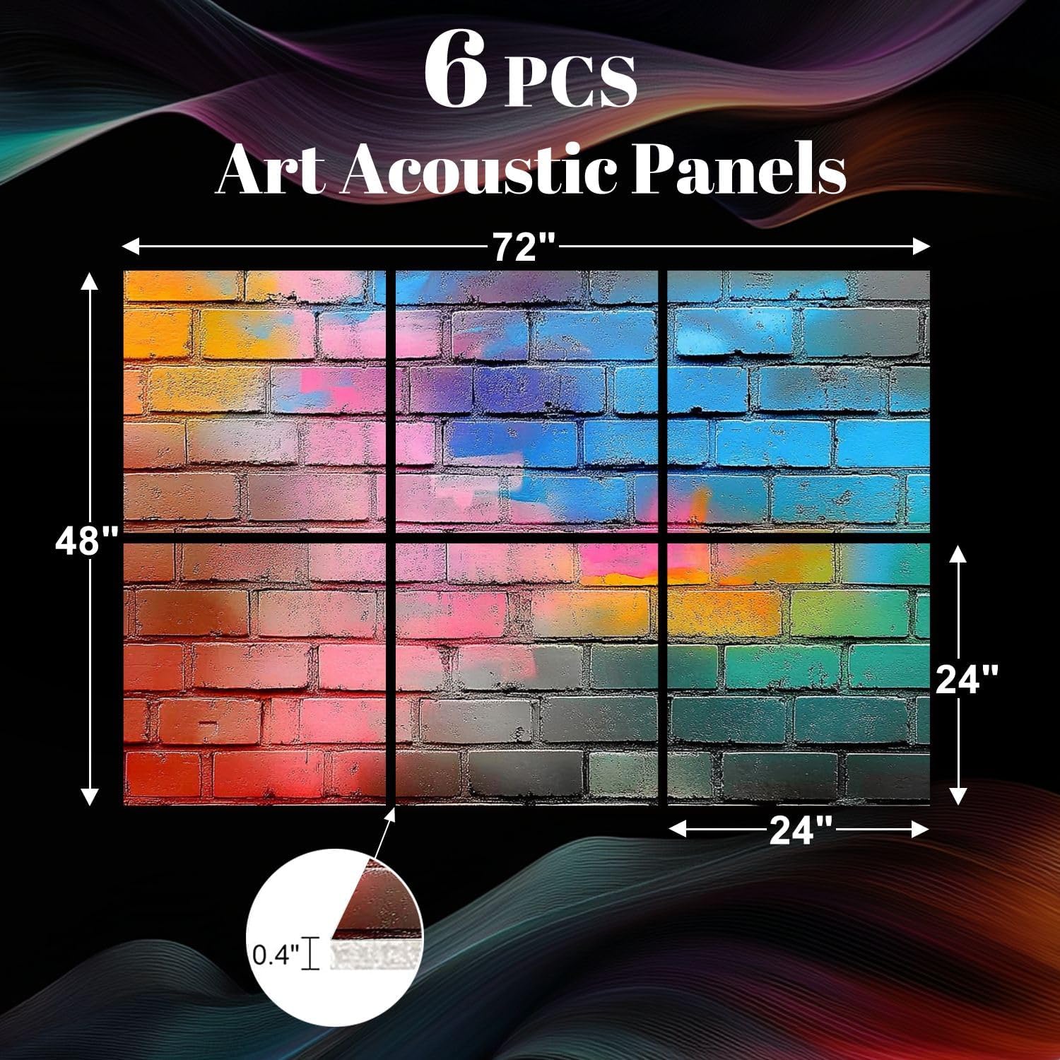 6 Pack Art Acoustic Panels graffiti wall brick wall pictures royalty photos Sound Absorbing Panel 48