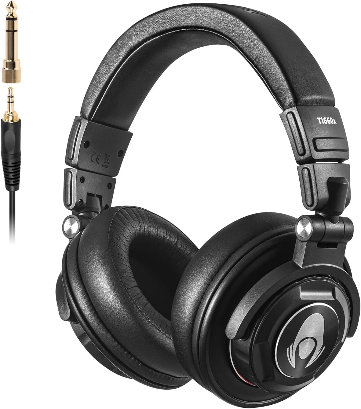 Ti660X Over Ear Studio Headphones, Wired Headsets for Professional Recording, Podcasting, Monitoring, Mixing, Closed-Back, Soft Replaceable Earmuffs, Dual Detachable Cables (50 Ohm, Black)