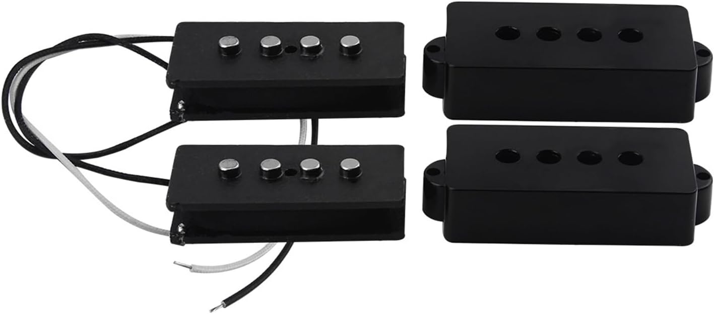 Black Open Style Alnico 5 Magnet Bass Pickups for 4 String Bass Guitar Parts Replacement Electric Guitar Pickups Set