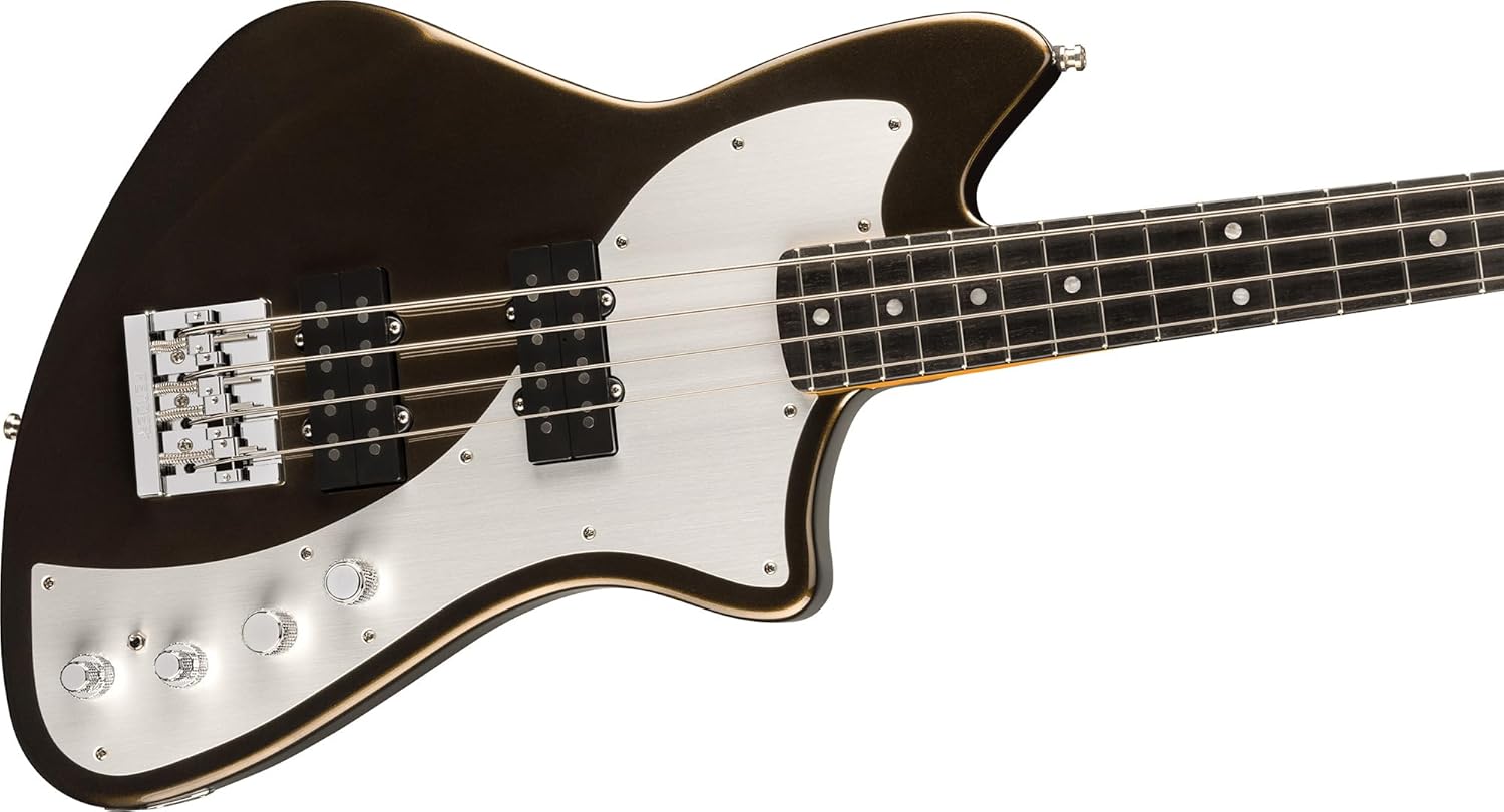 Fender American Ultra II Meteora Bass - Texas Tea Bundle with Case, Strap, Cable, Hat, and Guitar Cleaning Kit