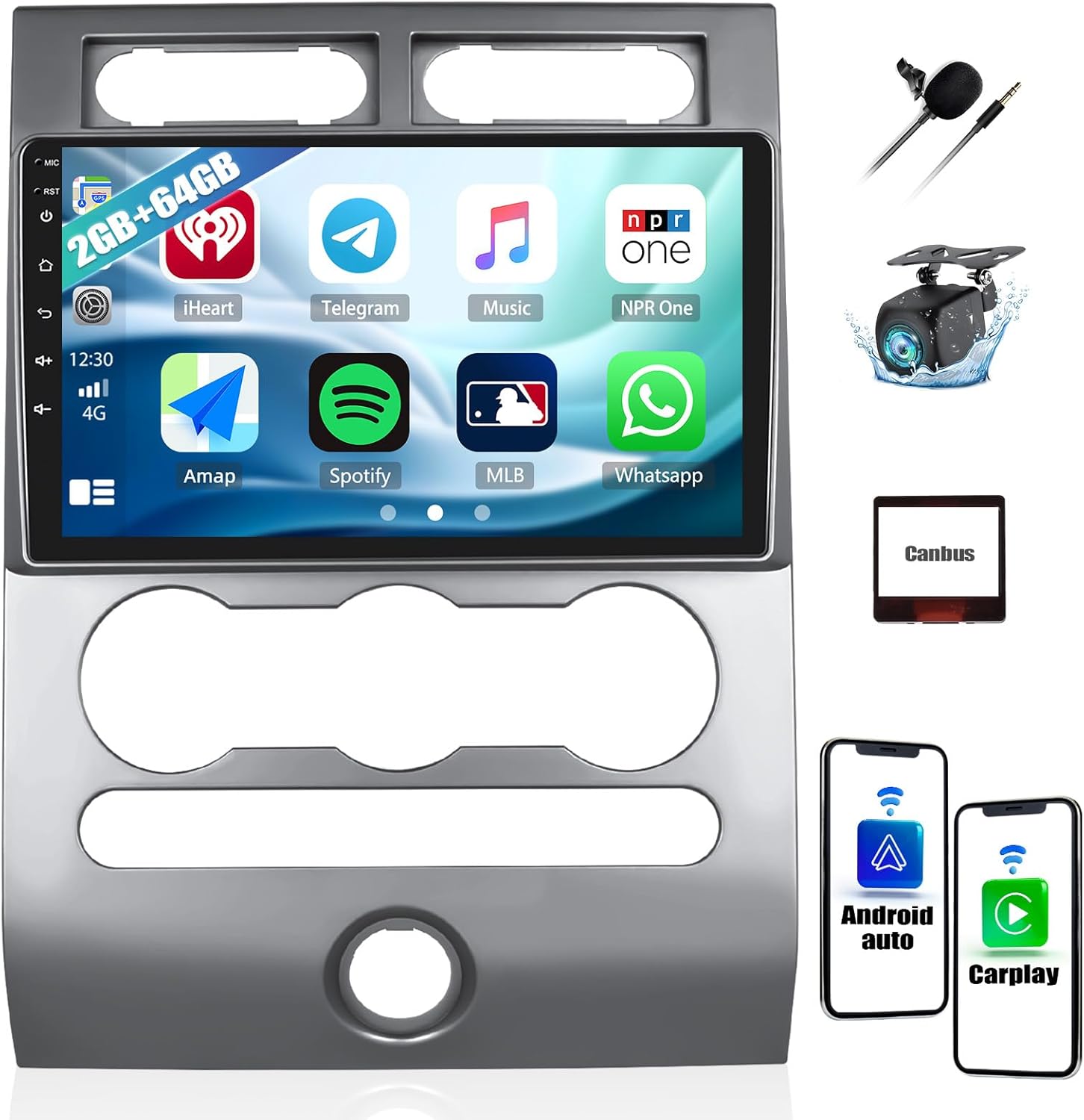 2G+64G Car Radio Stereo for Ford Expedition 2007-2014 with Wireless CarPlay Android Auto Android 13 Head Unit 9