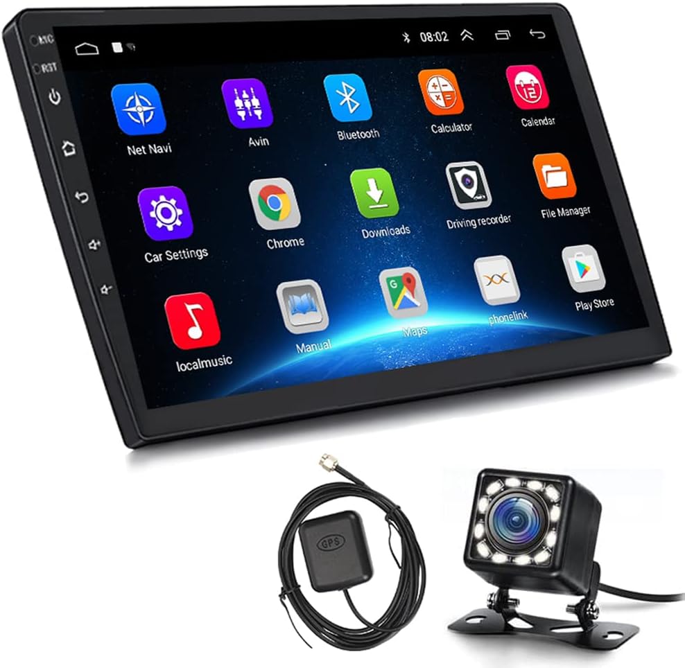 Hikity Android 13 Double Din Car Stereo, 9 Inch Ultra-Thin Touch Screen Radio with GPS Navigation Bluetooth FM Radio Receiver WiFi Mirror Link EQ Audio with Dual USB Input + Backup Camera