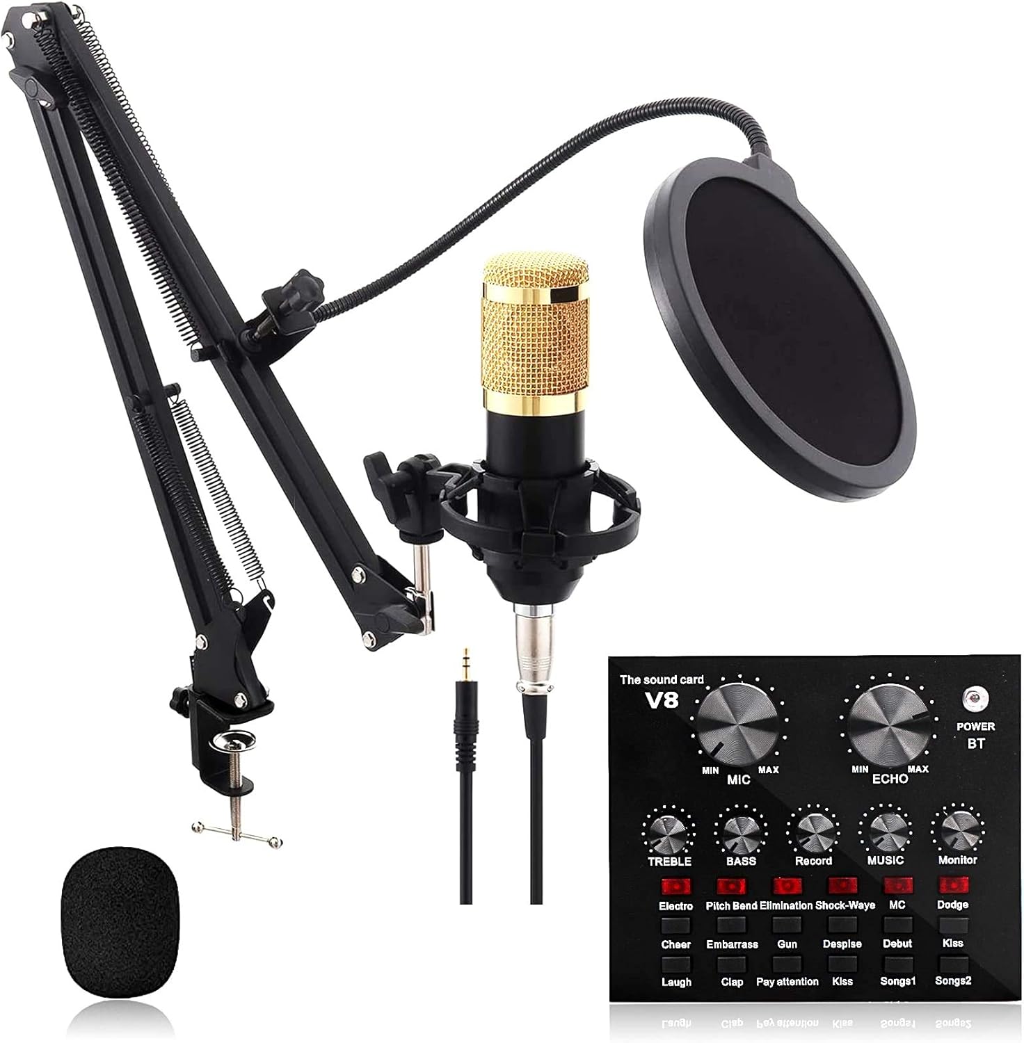 Professional Sound Card,Microphone Kit,for Living Show,USB Microphone Reverb Set,Condenser Microphone Set for Network Shouting,Personal Recording
