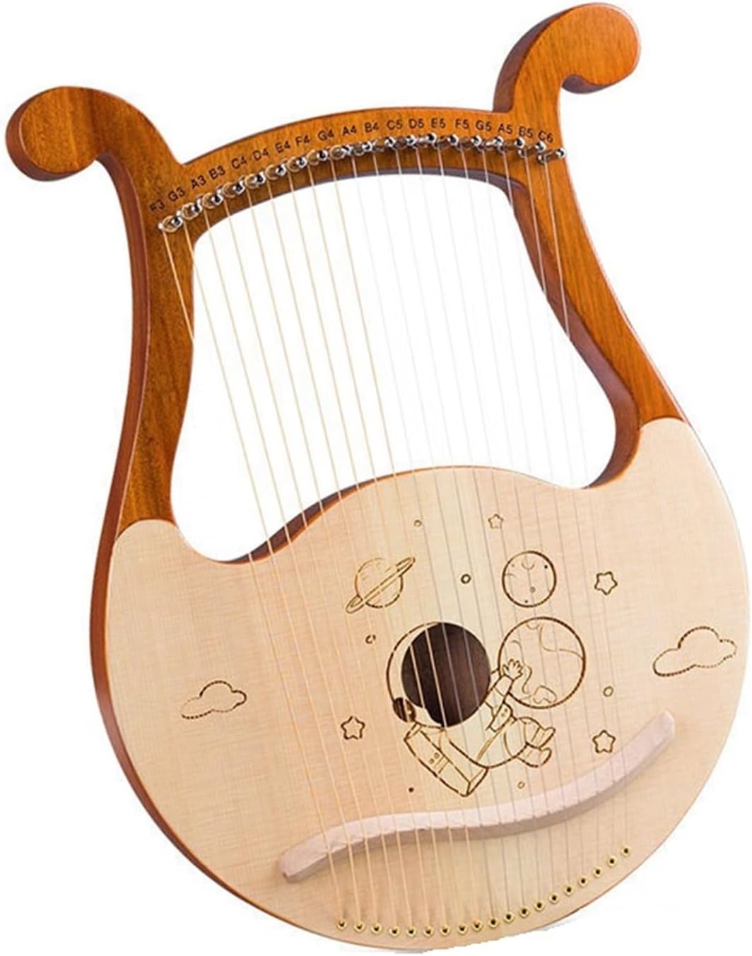 Lyre Harp Set 19-note Portable Instrument For Beginners 19-string Spruce Box