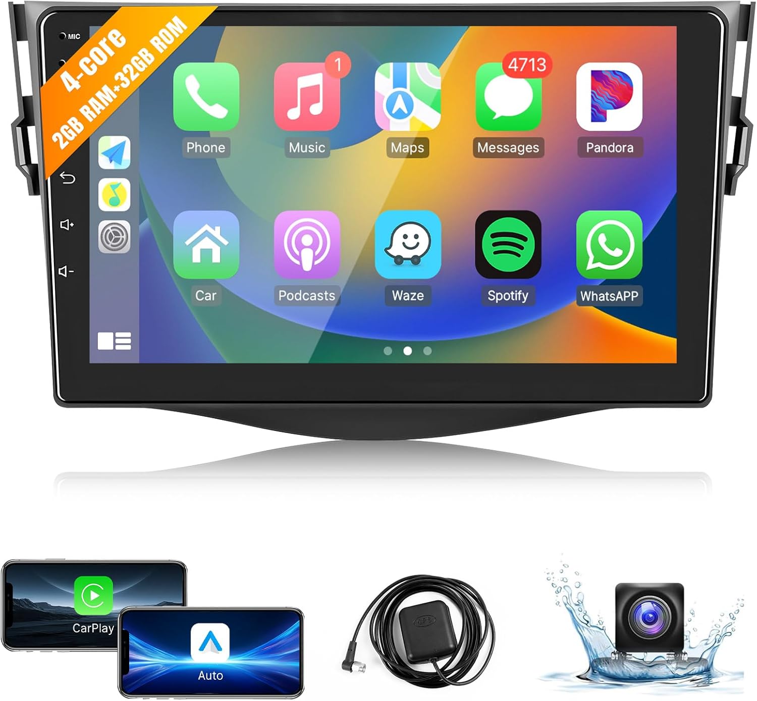 Leadfan Android 12 Car Radio Stereo for Toyota RAV4 2006 2007 2008 2009 2010 2011 2012 with Apple CarPlay Android Auto, 9 inch IPS Touch Screen Radio WiFi GPS BT FM Rear Camera SWC, No JBL Version