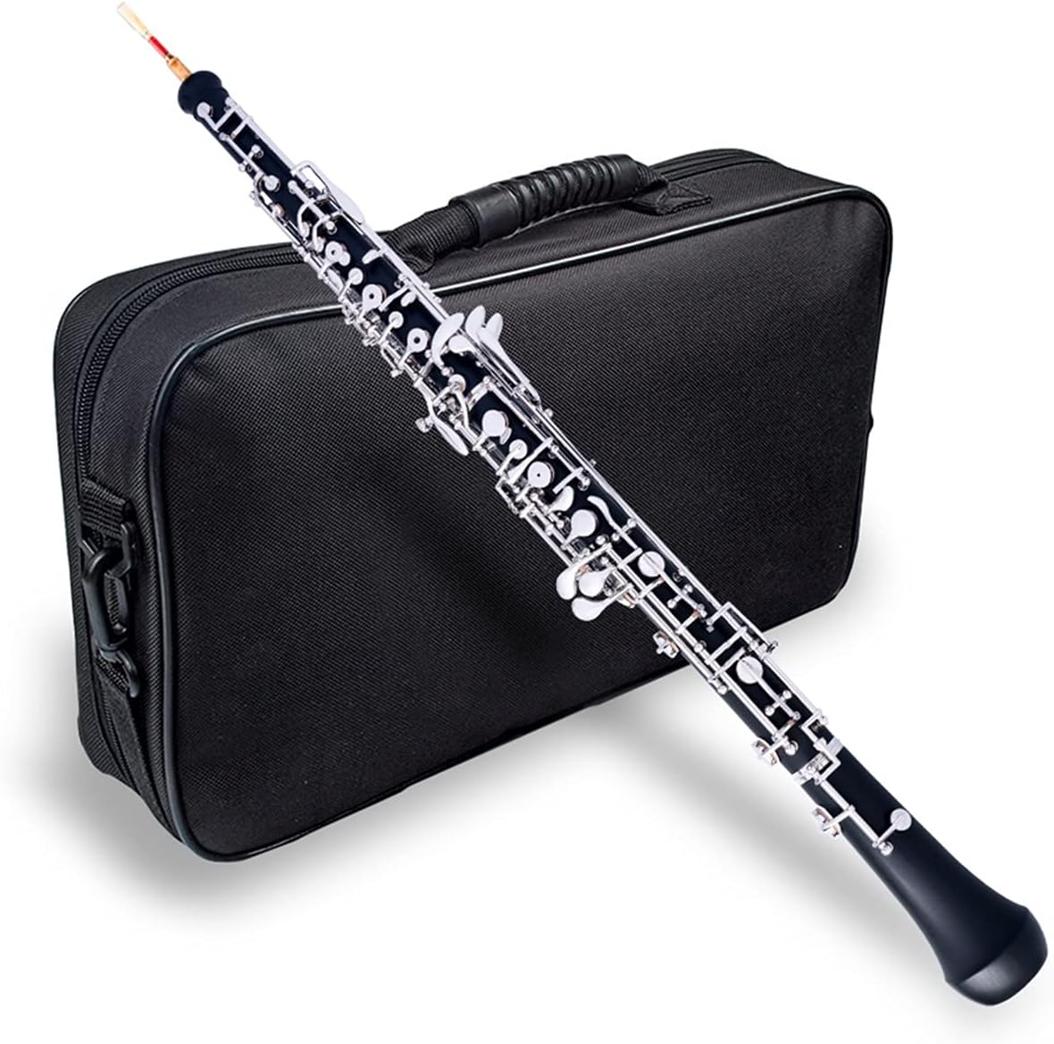 Standard Clarinet Professional C-Key Oboe Semi-Automatic Style Nickel-Plated Key Woodwind Instrument Beginner Clarinet
