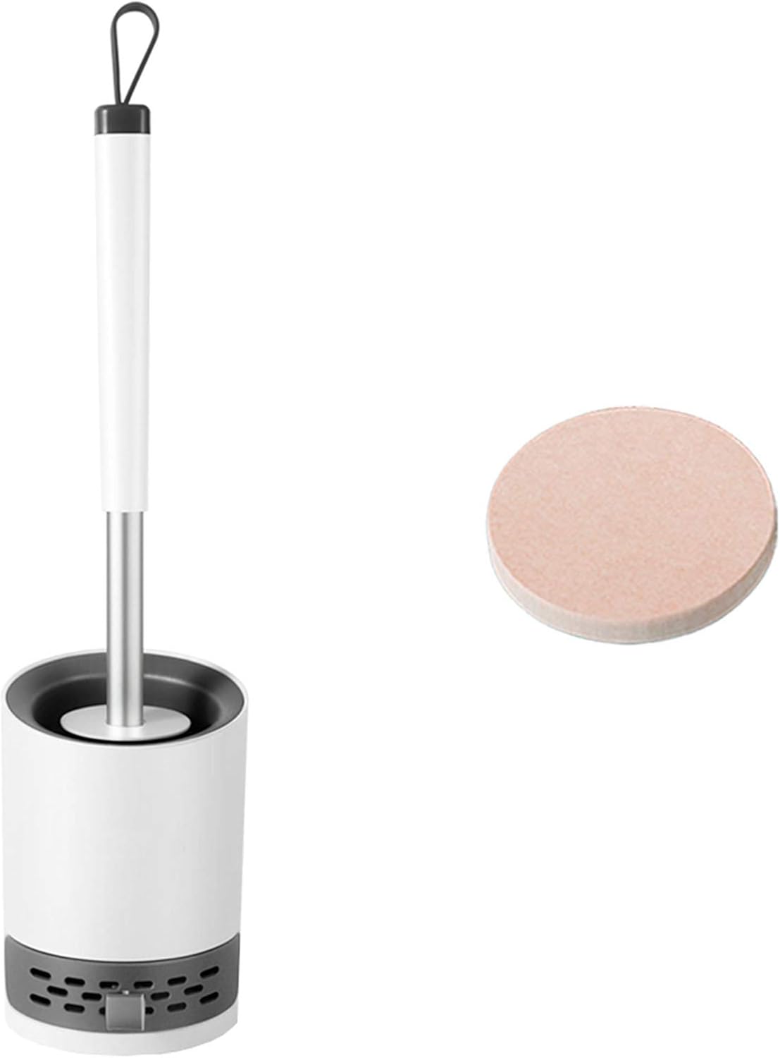 NLIAN- Toilet Brush and Holder, Silicone with Aluminum Tube Handle and Absorbent Diatomite Mat Quick Drying and Hygienic Toilet Brush White