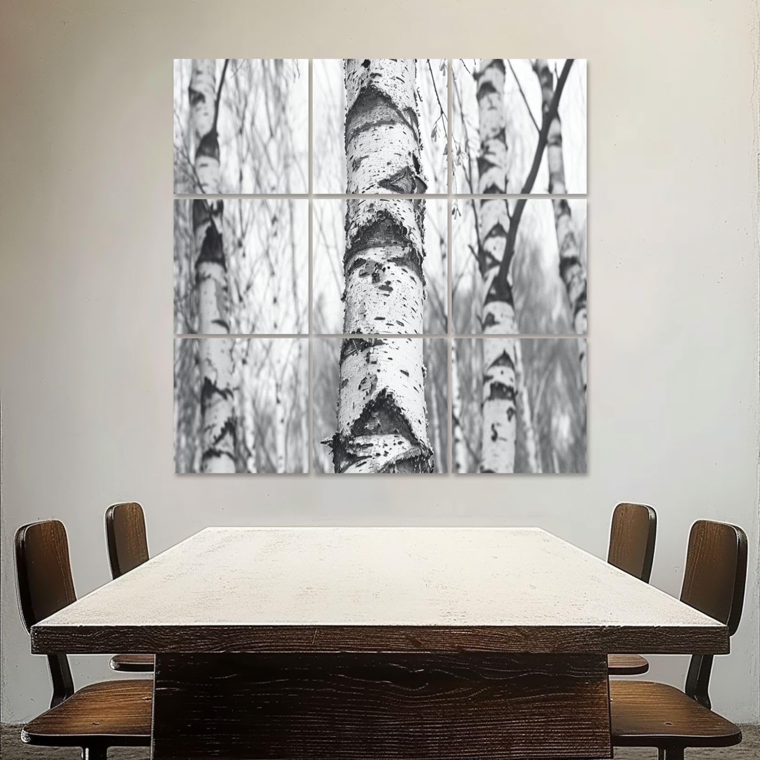 Art Acoustic Panels Self Adhesive black white photo white birches birch bark birch trees 9 Packs Decorative Soundproof Wall Panels Large Sound Absorbing Panels for Home Office 60