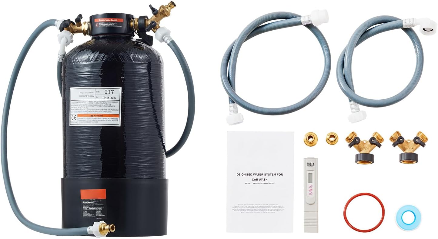 Happybuy Deionized Water System, for Car Wash, Premium Water Deionizer for Car Washing with Handheld TDS Meter, Spotless Water Spot Remover Filter with Dual Outlet Mode