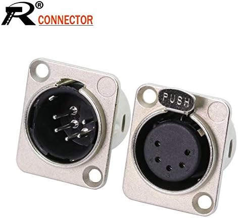 Davitu Electrical Equipments Supplies - 100pcs/lot 5Pin XLR Male/Female Panel Mount XLR Plug Jack Socket Microphone MIC Cable Terminal XLR Chassis Wire Connector - (Color: Male Black)