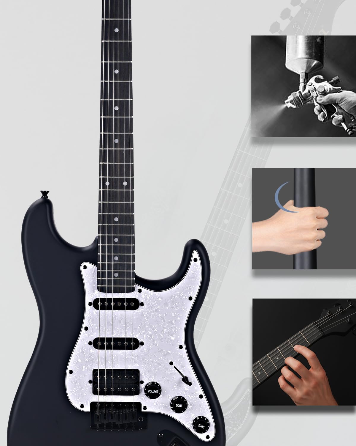 Winzz Adult Electric Guitar 4/4 Full Size, HSS Pickup, Guitar Electric ST for Beginners Starter Pack with 12 Accessories, Ideal Kids Electric Guitar Kit 12+ Years (39