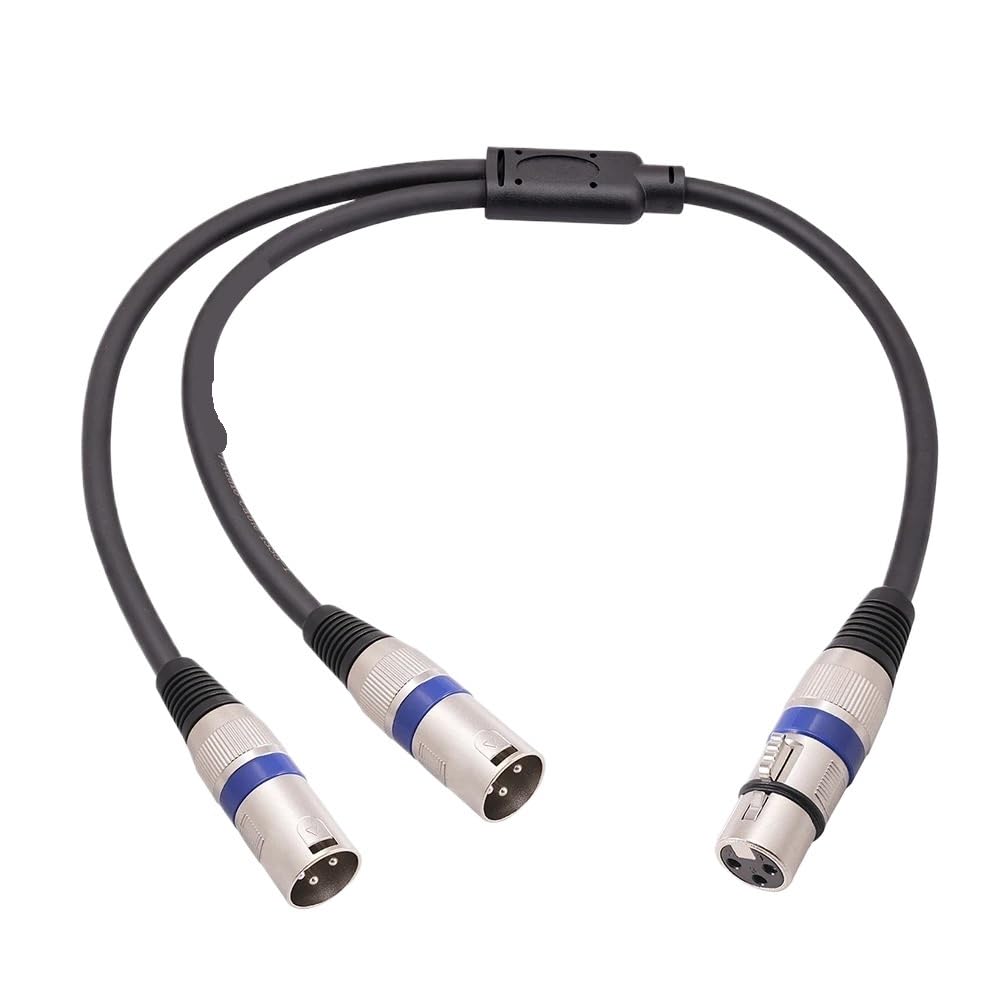 Splitter 3 Pin XLR Female to XLR Male Y Splitter Balanced Mic Cable 3FT 50CM Instruments Microphones Cables Signal(Blue,3Pcs)