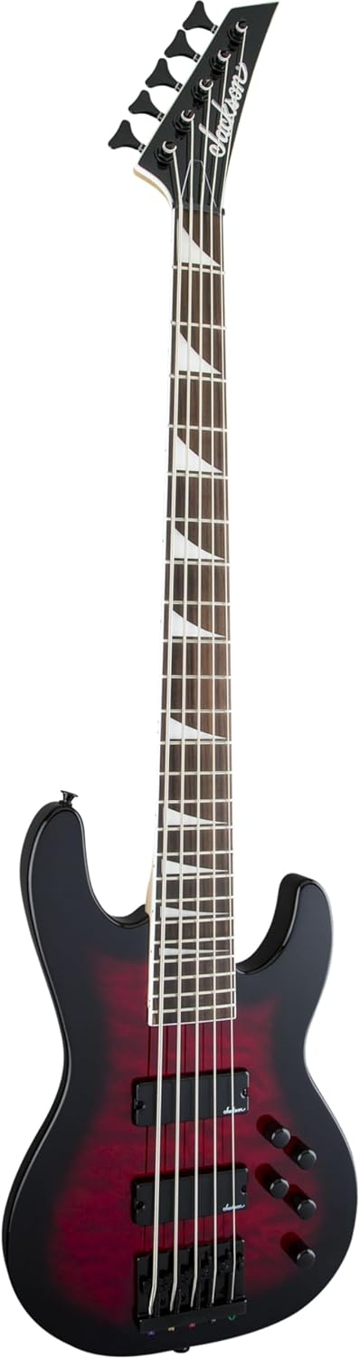 Jackson JS Series 5-String Concert Bass JS3VQ, Transparent Red Burst, Amaranth Fingerboard