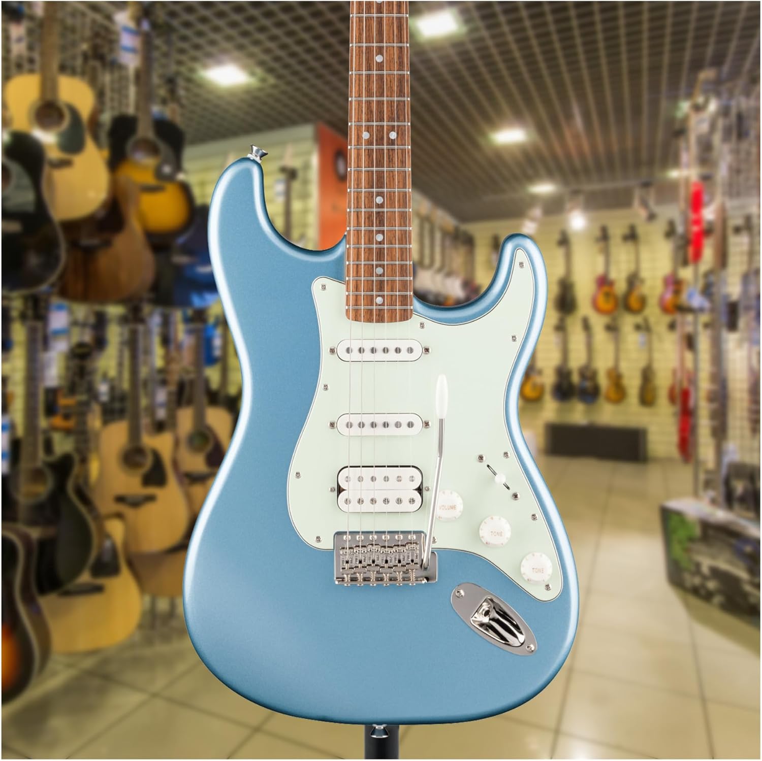 Fender Limited Edition Classic Vibe '60s Stratocaster HSS 6-String Right-Handed Electric Guitar with Poplar Body, Maple Neck, and Indian Laurel Fingerboard (Ice Blue Metallic)
