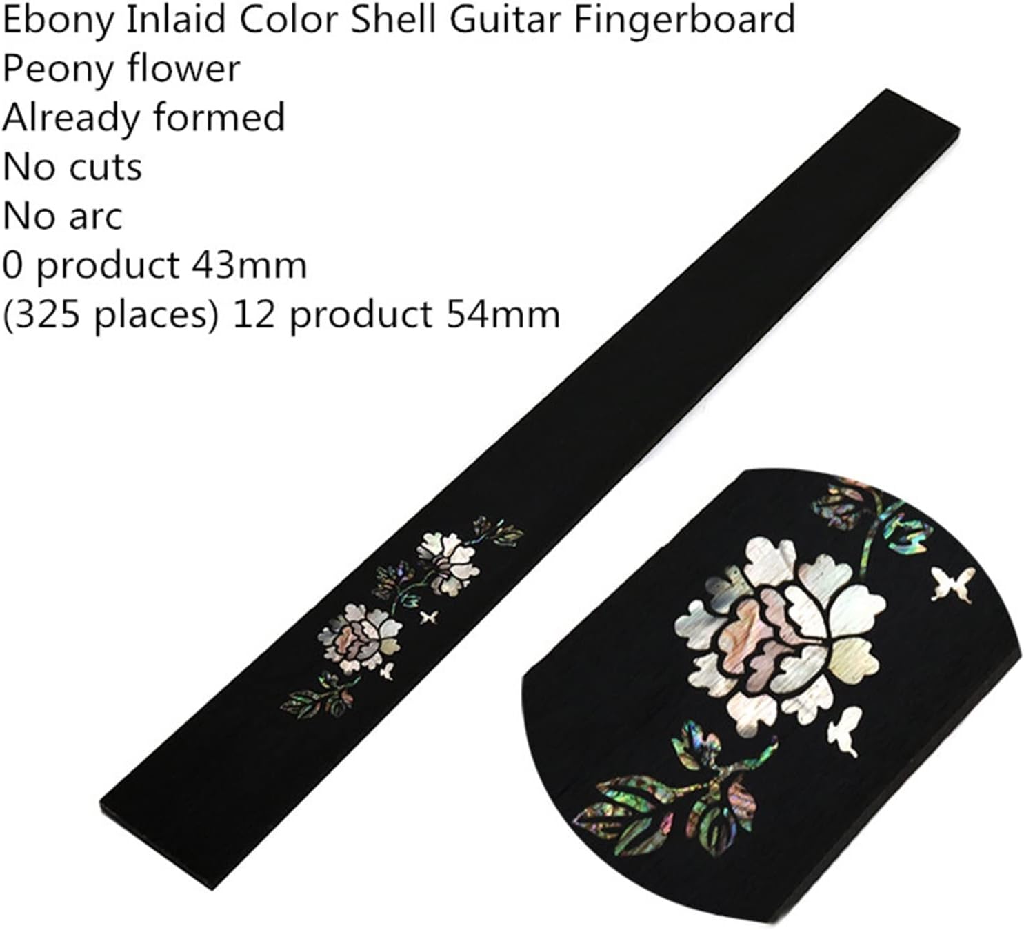 ZUZU Guitar Fretboard Ebony Color Shell Inlay Craft Electric Guitar Wooden Folk Guitar Fretboard Unfinished Guitar Neck