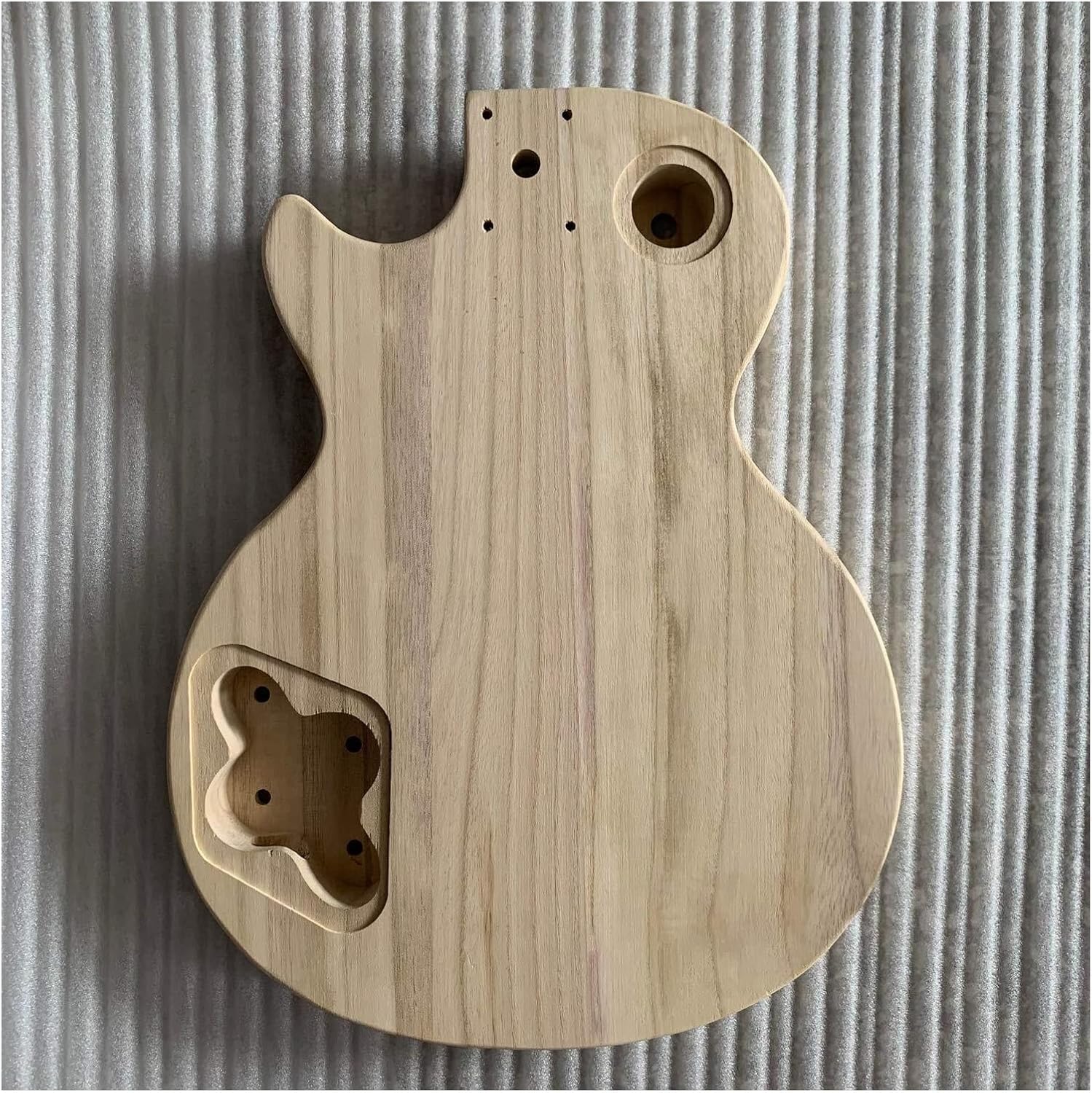 Solid Maple Wood Guitar Body Blank – Pre-Drilled Holes for DIY Bass Guitar Customization, Unfinished Surface (Luthier Supplies)