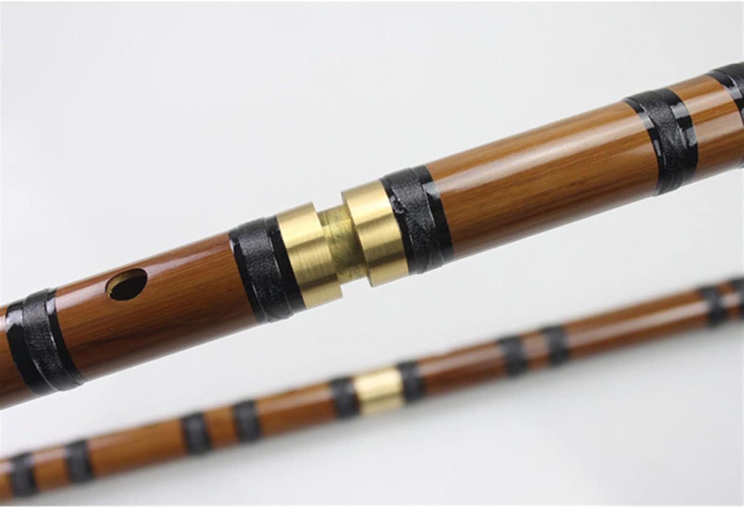 Chinese Bamboo Flute Brass Joints Key of C/D/E/F/G Woodwind Musical Instruments Dizi with Accessories (Color : C)
