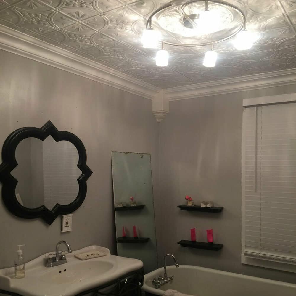 À LA MAISON CEILINGS CM-ICB Crown Molding Inside Corner Block Medium - 3.5 x 3.5 x 11.25 inches White 4 Pack