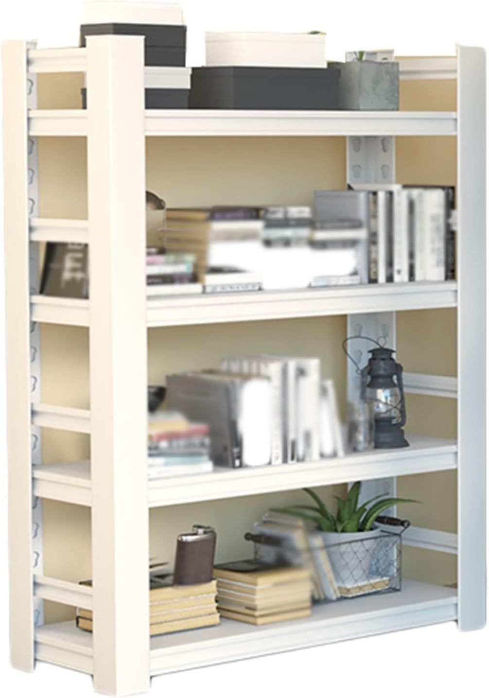 4 Cube Bookshelf, 4 Layer Display Bookcase Storage Rack,Simple Bookshelf with Wheels, Suitable for Living Room,Children's Room,Reading Corner(Black,70X30X103cm) (White 70X30X103cm)