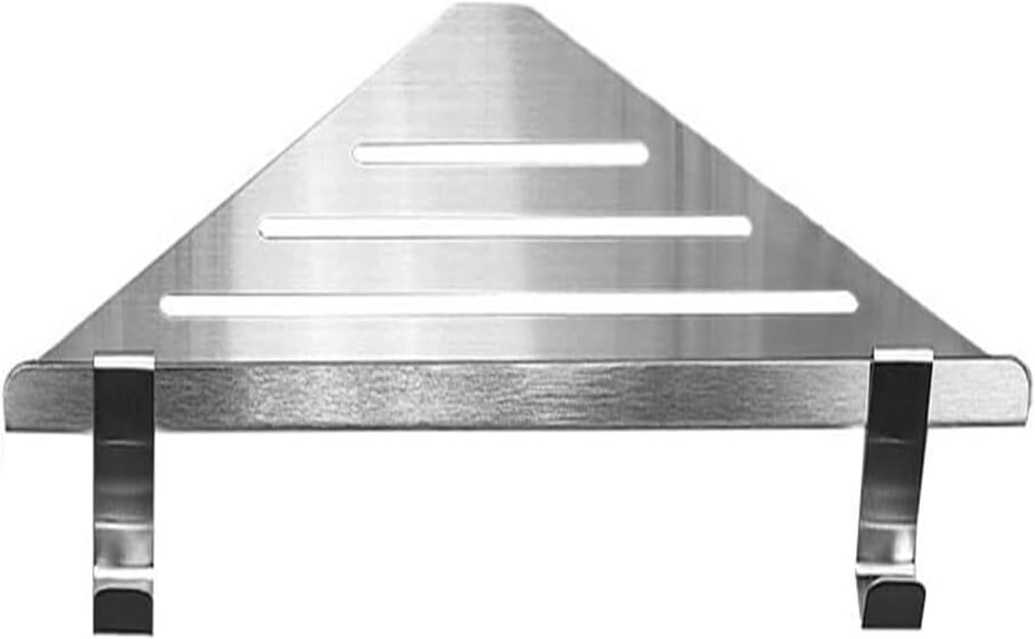 Suction Cup Bath Shelves, Bathroom Wall Shelf Floating Corner Shelf for Shower Wall, Brushed Stainless Steel Corner Shower Shelves with 2 Movable Hooks