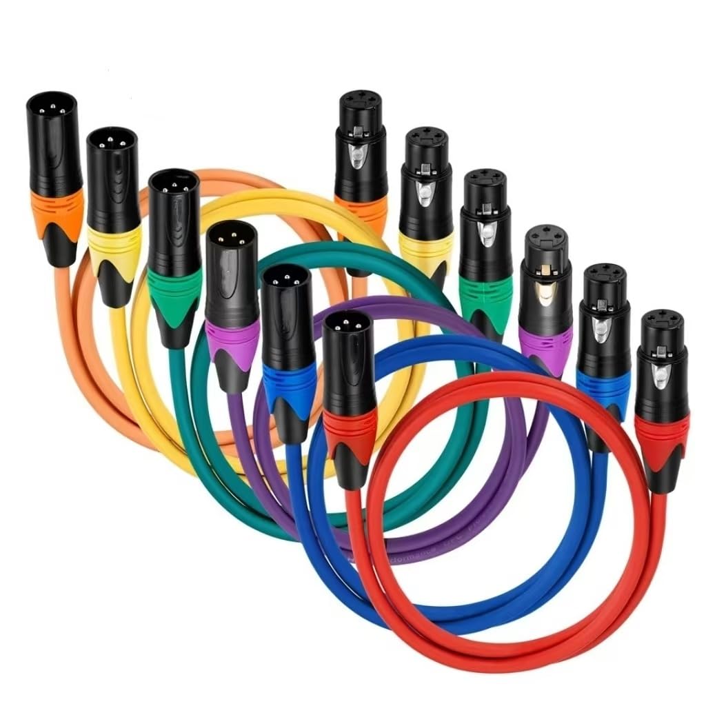 6-Pack 3-pin XLR Extension Cable Male to Female OFC Copper Double Shielded for Microphone Mixer Amplifier Speaker(10m)