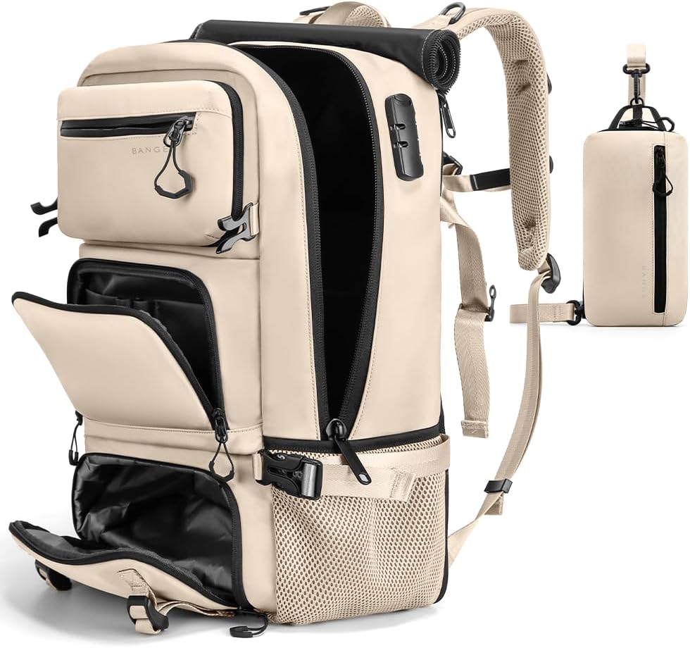 Travel backpack Carry-on Travel Backpack For Women Men Flight Approved Business Weekender Overnight Waterproof Daypack (off-white)