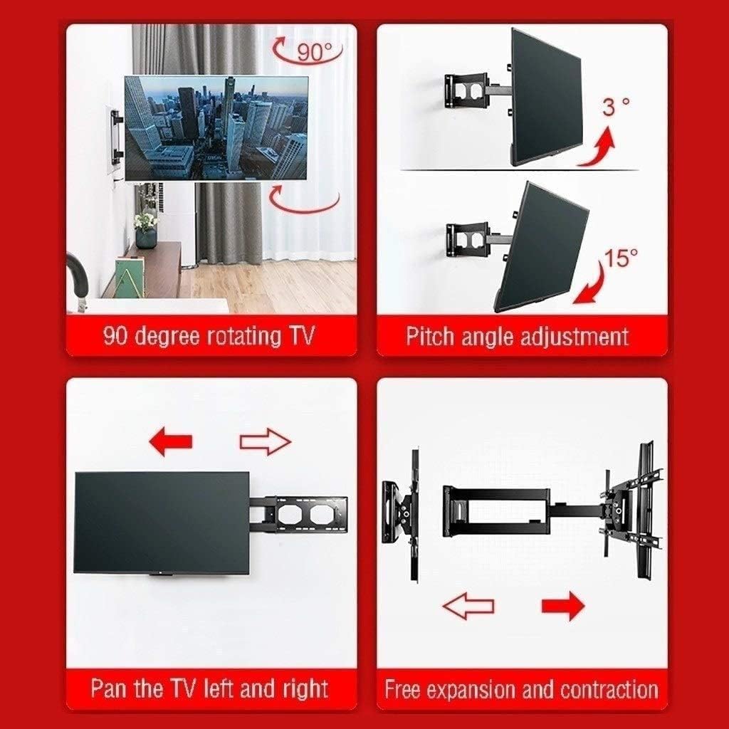 TV Wall Bracket Tv Rack Wall Mount, Swivels Tilts Bracket, For32-65Inch Flat TVs,Up to 50kg TV Stand