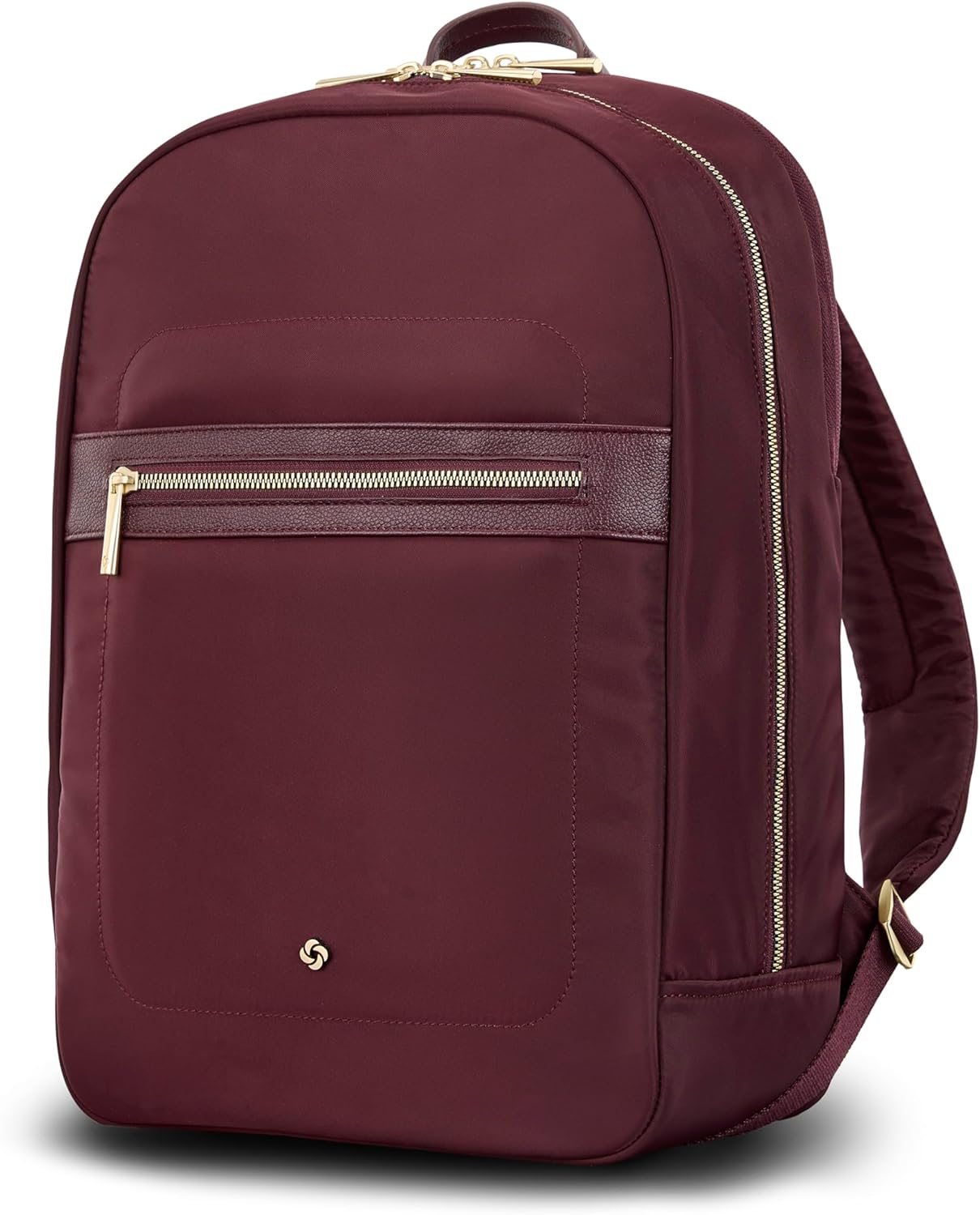 Samsonite Mobile Solutions 2 Essential Backpack - Work & Commuter Backpack with Padded Laptop Compartment, Front Zip Pocket with Key Leash, Water Bottle Sleeve, StackIt™ Strap - Merlot