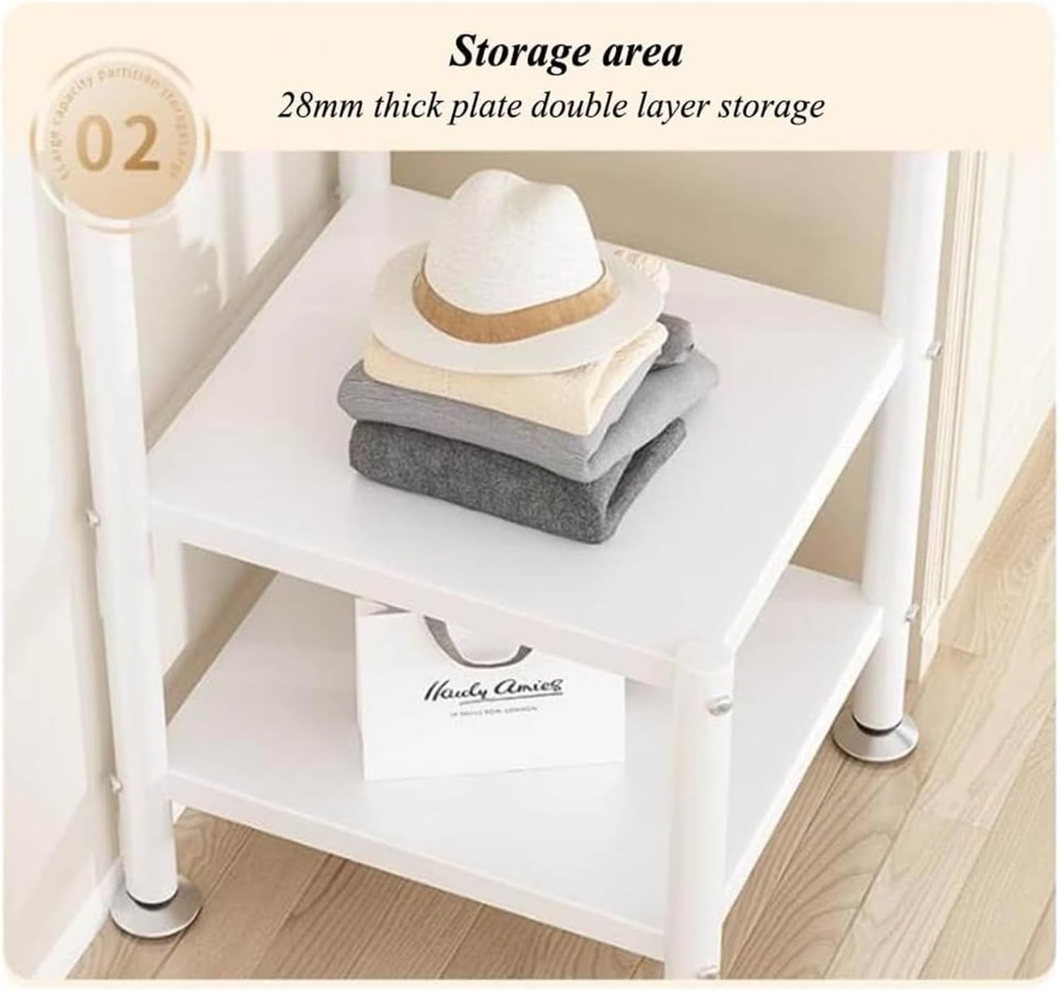 Freestanding Metal Clothes Rail Garment Rack with Storage Basket Corner Coat Rack for Entryway Living Room Bedroom Home Office Gold Size: [Size]