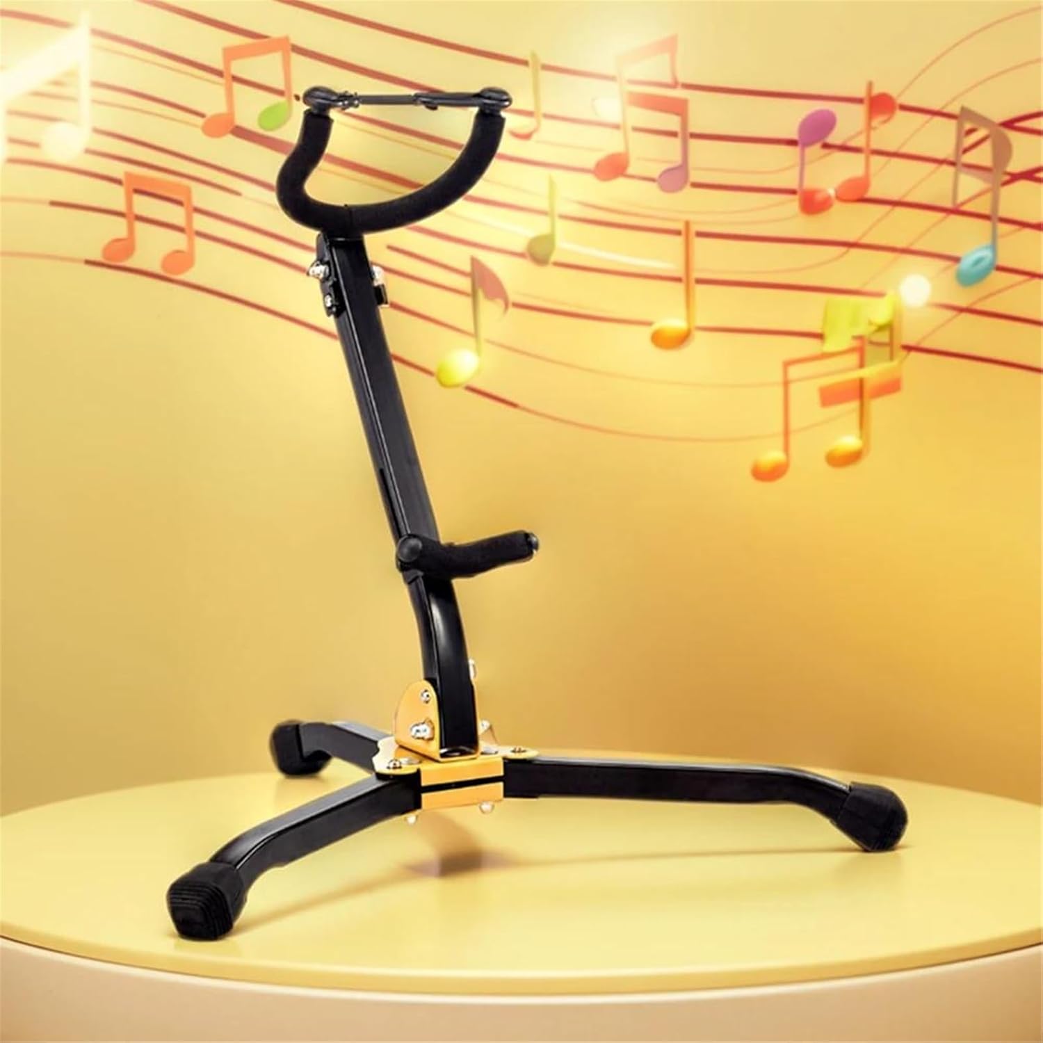 Alto Tenor Sax Holder Adjustable Saxophone Floor Bracket Wind Instrument Accessories saxophone accessories kit(Yellow)