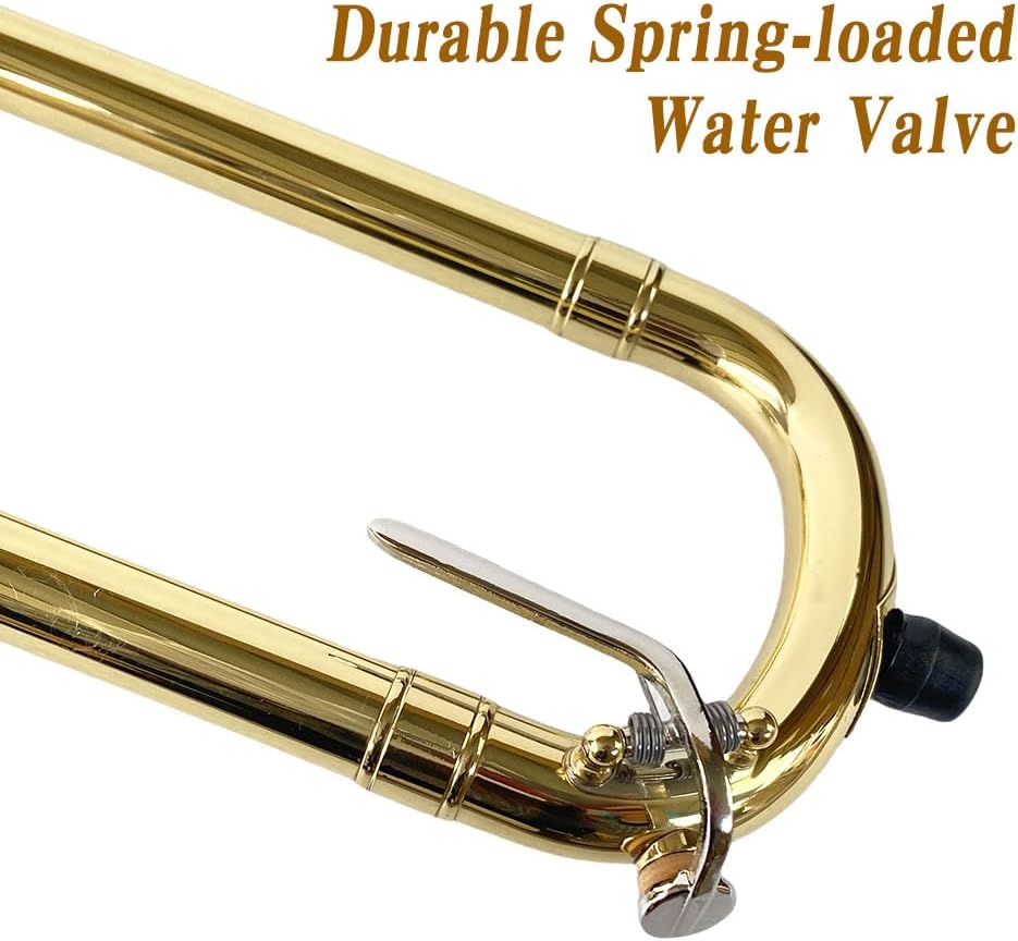 Bb Tenor Slide Trombone – B Flat Brass Trombone with Gold Lacquer Finish- Includes Hard Case, Mouthpiece & Cleaning Kit – Fit for Students & Musicians and Beginners（12.7 mm & 205 mm）