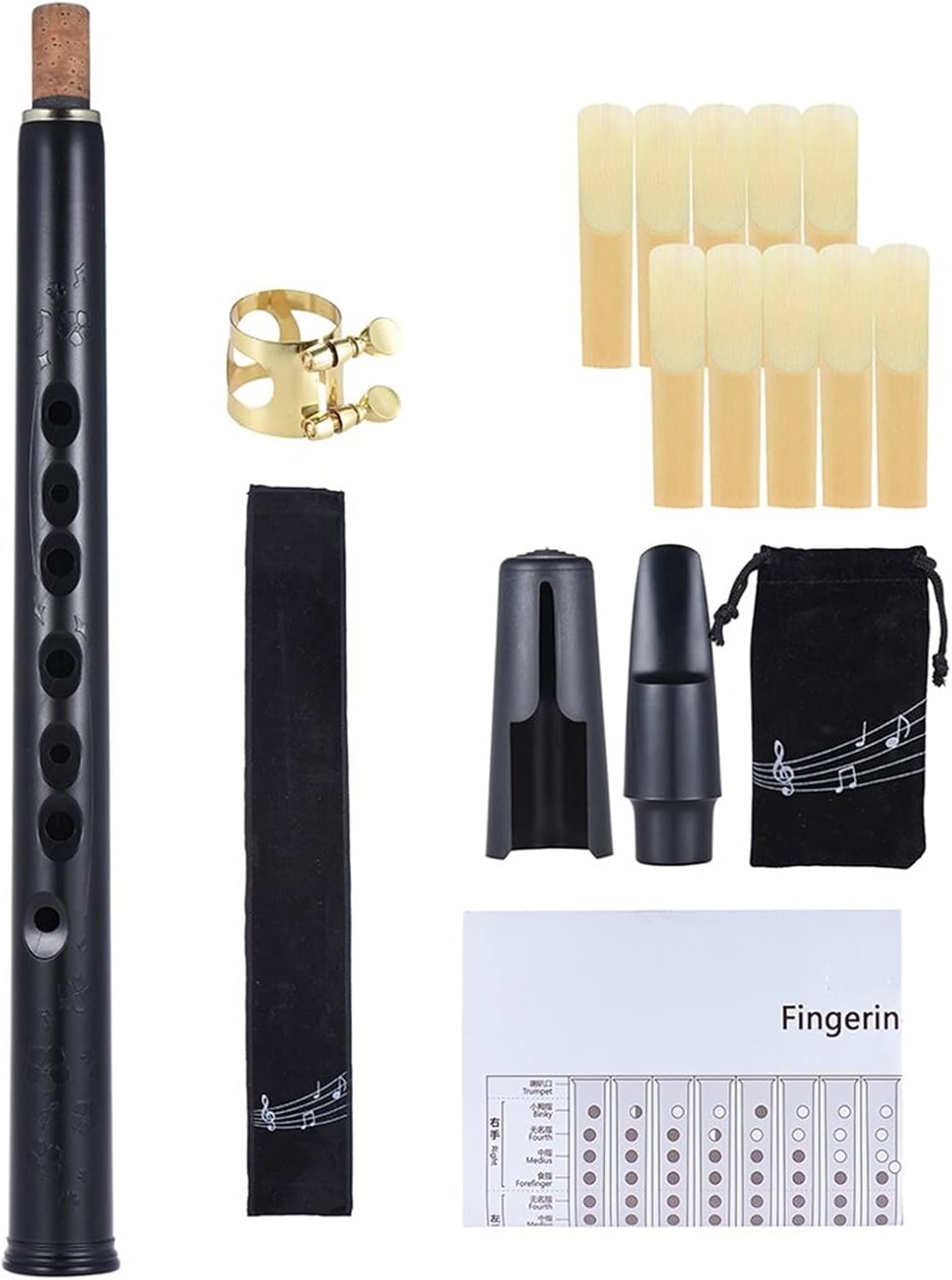 KESHUO Mini Bb Saxophone Sax ABS with Alto Mouthpieces 10pcs Reed Carrying Bag Woodwind Instrument Brass Sax Beginners Kit