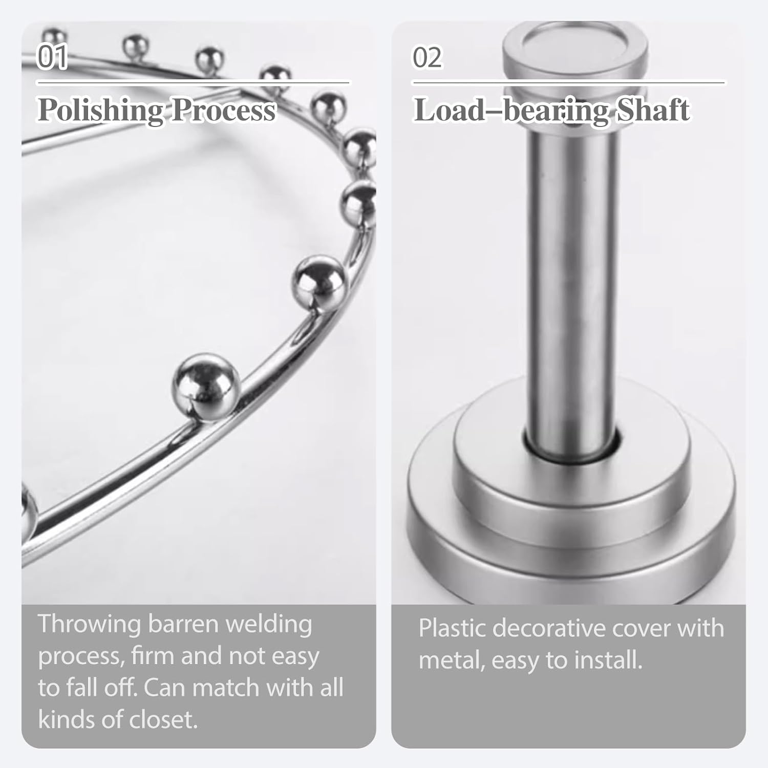 Armoire Wardrobe Closet with Hanging Rod for A Corner Wall, Rotatable Closet Bracket for 90 Degrees Wall, Round Coats Organization Holders(Gold,Small)