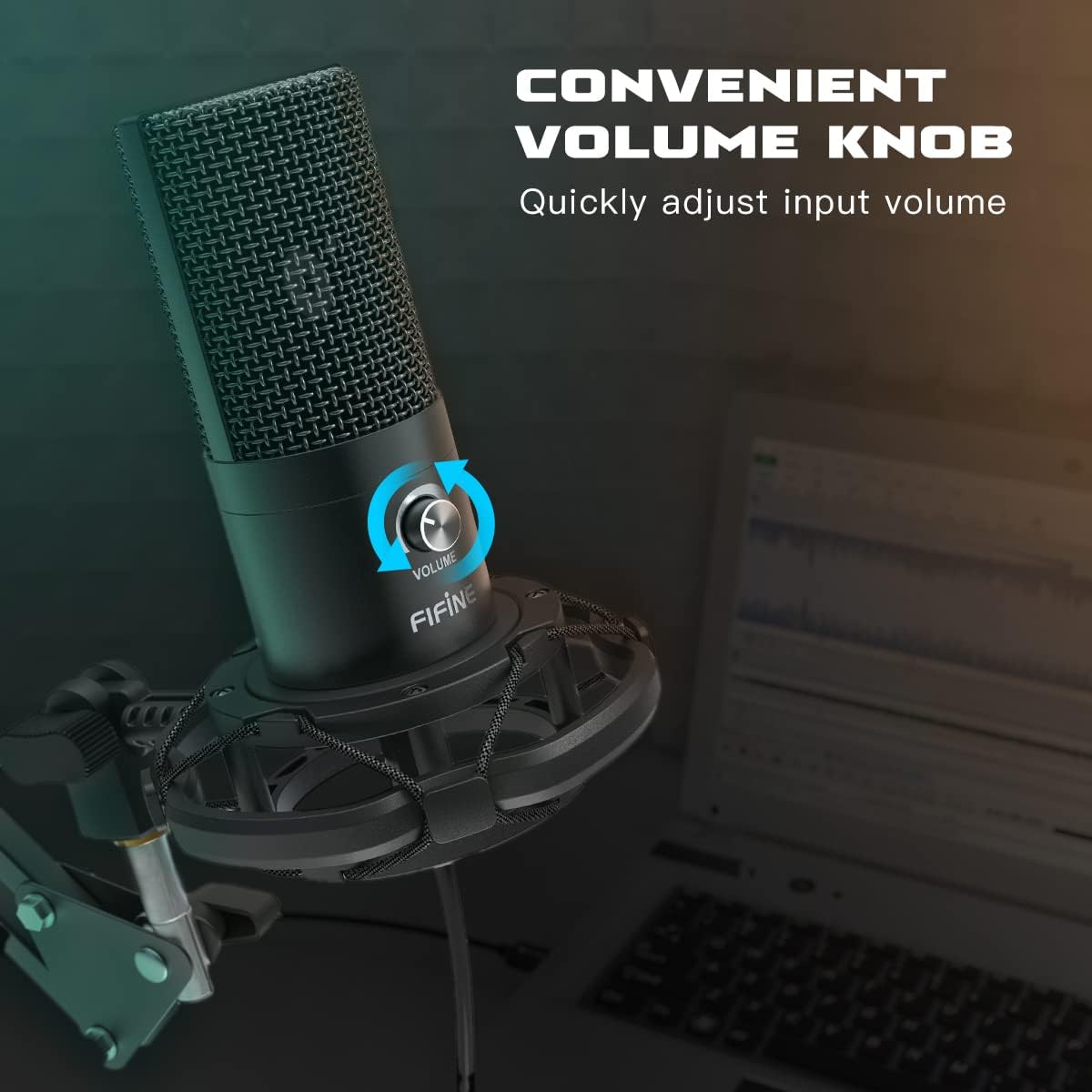 FIFINE Studio Condenser Microphone USB PC Recording Microphone for Voice-Over, Podcast, Vocal - 7.1 Surround Sound RGB Headset for Laptop (T669+H6)