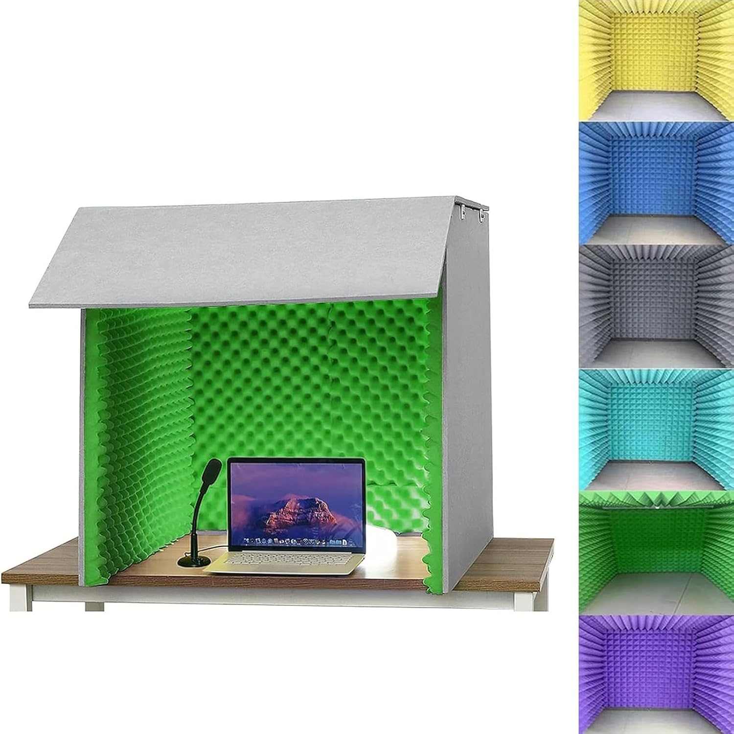 Desktop Soundproofing Enclosure, Homemade Recording Studio, Microphone Isolation Enclosure, Portable Isolation Room (Green)
