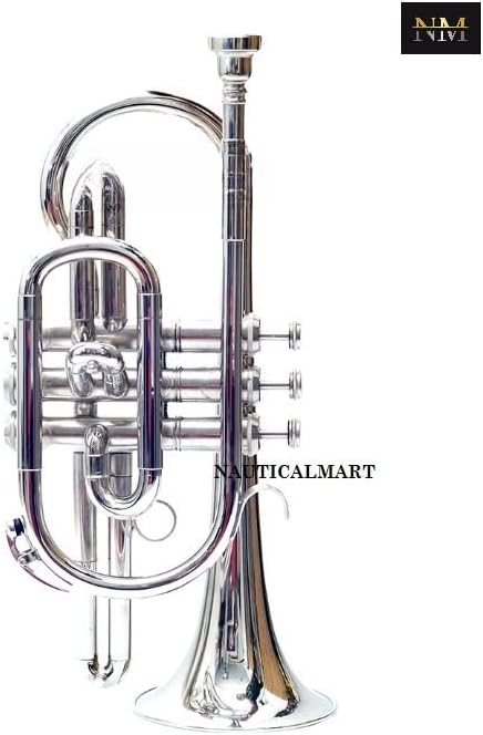 Eastar Bb Personalized Brass Cornet Stylish Musical Instrument Tuner Cornet Mouthpiece with Carrying Case (Nickel Finish)