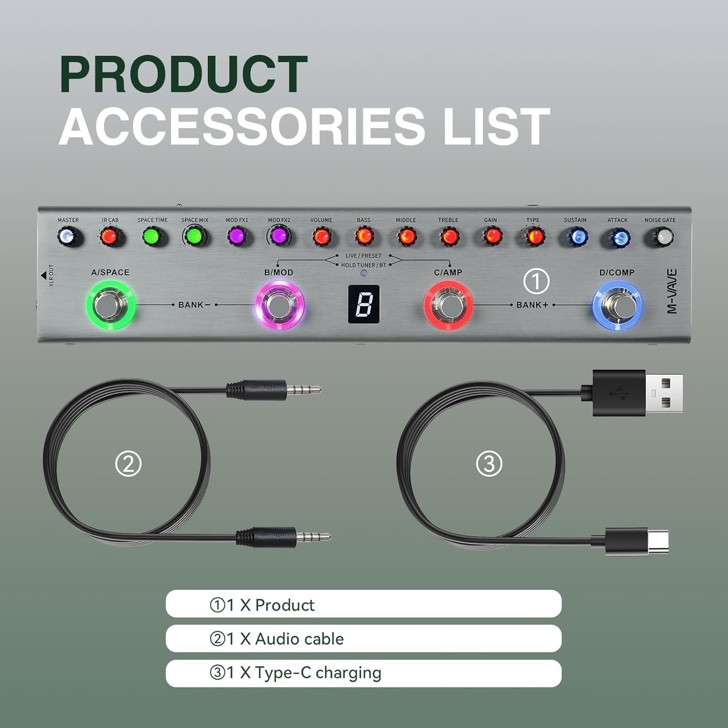 Guitar Pedal Multi Effects Bass with 36 Editable Presets, Chorus, Amp, Delay, Reverb, MOD, IR CAB, Music Recording, Tuner, Built-in Battery, BT Connection Digital Electric Bass Effector Bluetooth