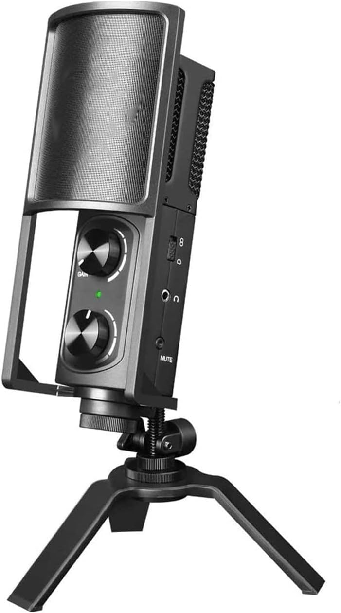 USB Condenser Microphone, Professional Zero-Latency Monitoring Microphones with Filter & Stand Gaming