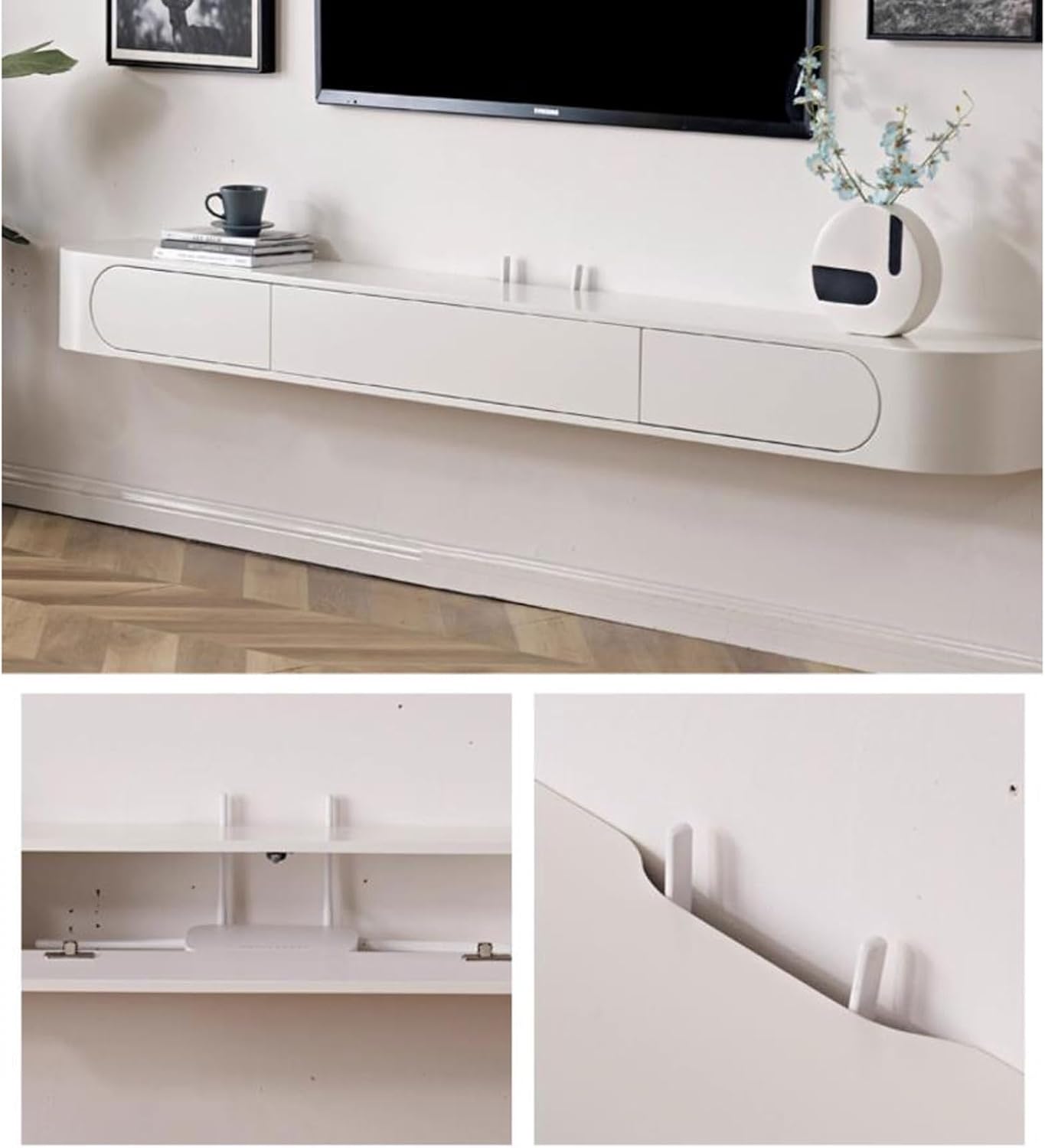 Wall Mounted TV Cabinet Floating TV Shelf Wall Shelf TV Stands Audio/Video Hutch Electronics Shelf for TV Components Storage Shelf Book Shelf Wall Unit Decor Wall Mount Corner Shelves Wall Cabinet