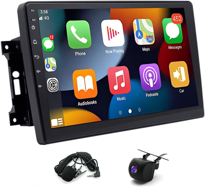 4+64G 10in Car Stereo Radio for Chrysler Town and Country 2008-2016 w/GPS Navigation 2015 2014 2013 2012 2011 2010 2009 for Carplay Android 13 Auto Car Radio w/Bluetooth WiFi FM/RDS SWC Backup Camera