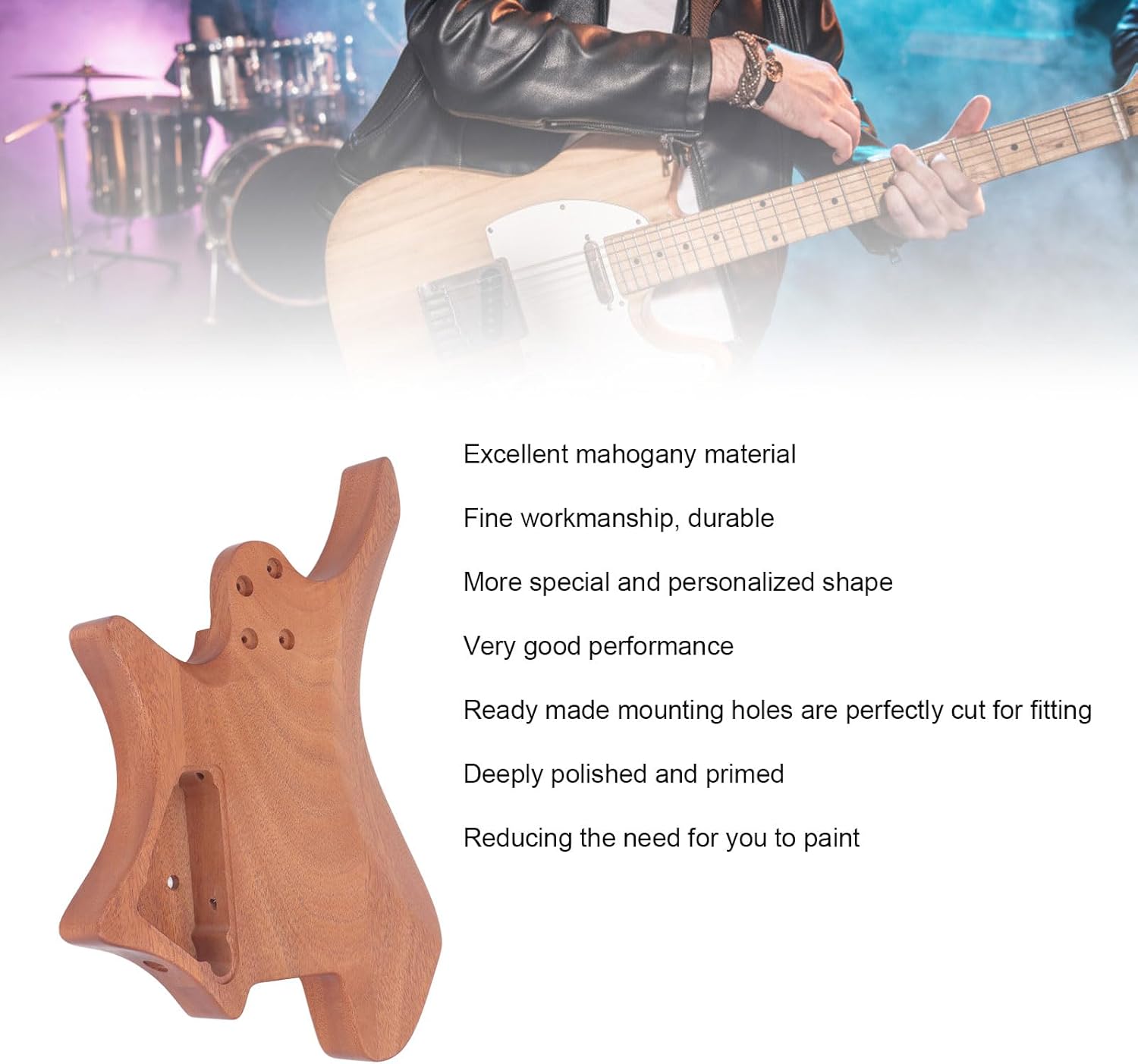 Unfinished Guitar Barrel Body, DIY Electric Guitar Parts for Easy Customization Unfinished Guitar Barrel Body