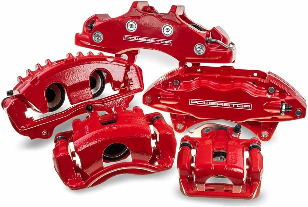 Power Stop S4836 Rear Pair Red Powder Coated Calipers for 2007-2009 Chrysler Aspen | 2003-2009 Dodge Durango | 2002-2018 Ram 1500 [Application Specific] | 2019-2021 Ram 1500 Classic